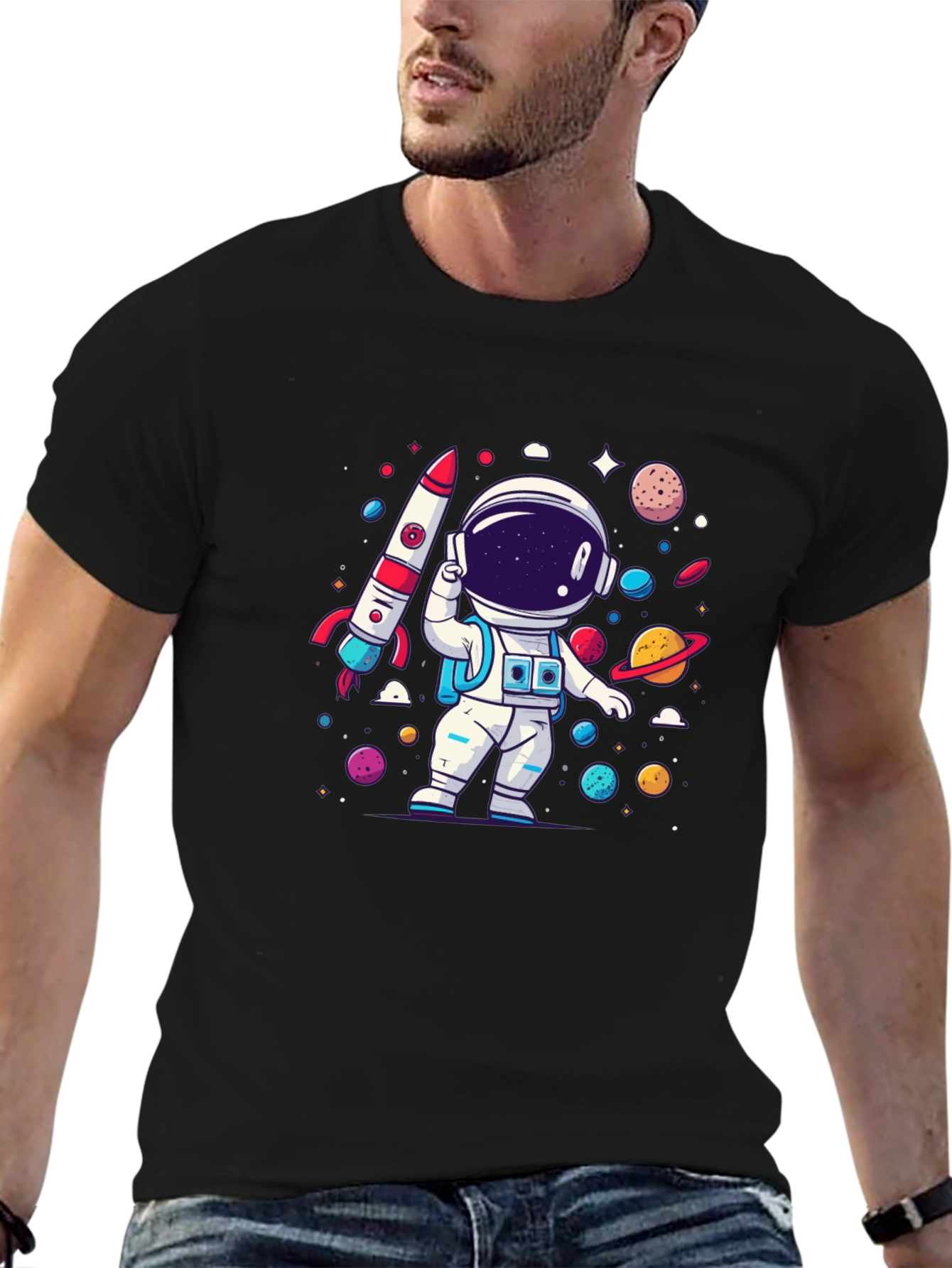 Astronaut Cartoon Graphic T-Shirt