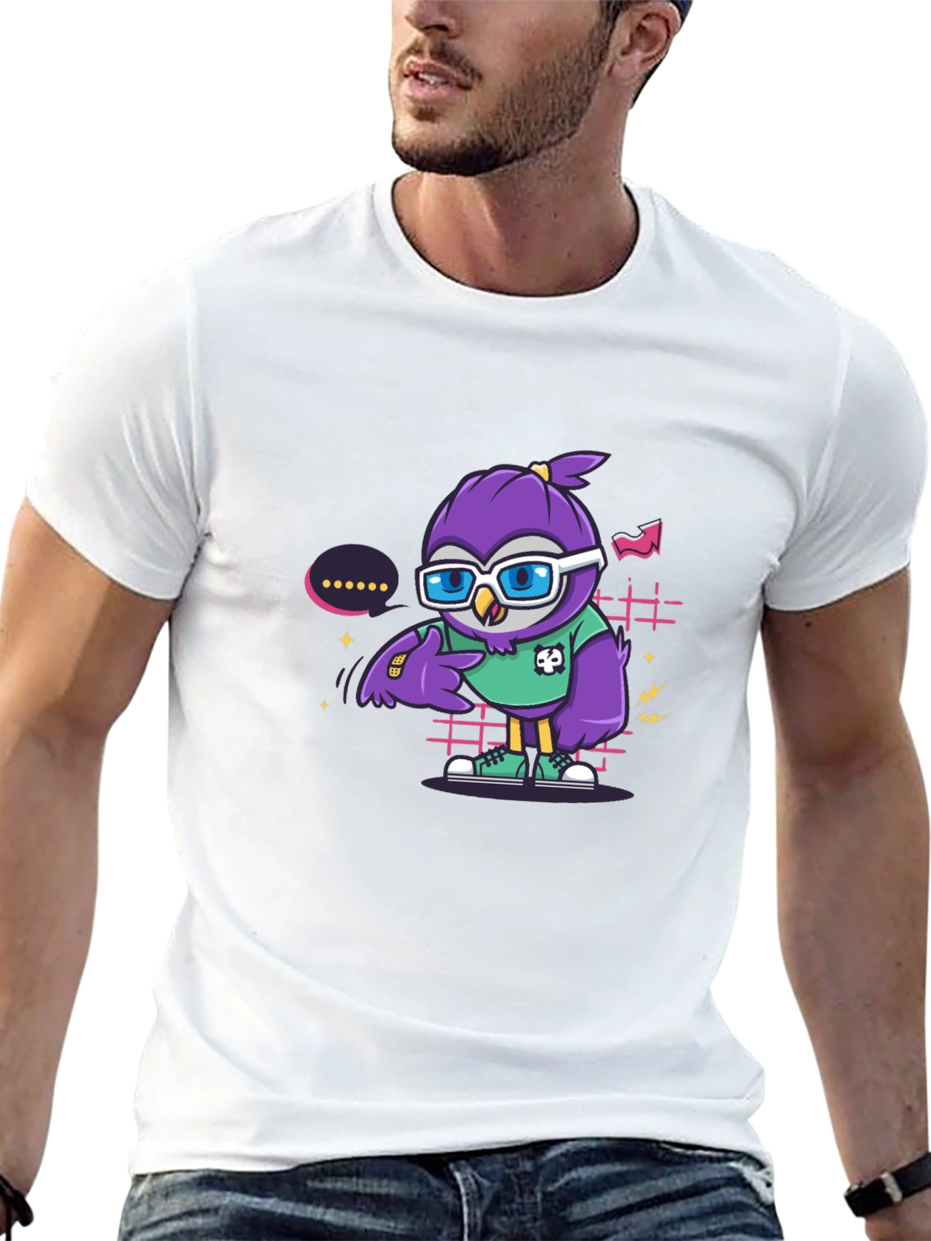Cool Owl Graphic Tee - Trendy Cartoon Style