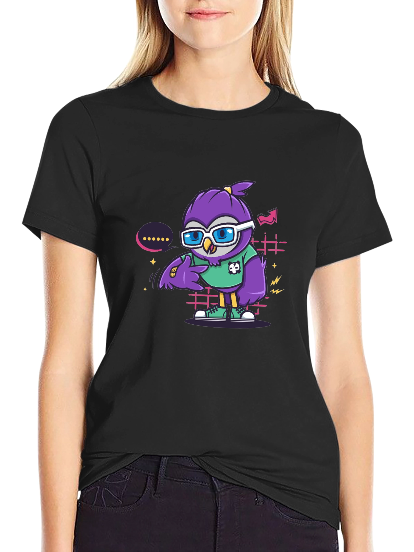 Cool Owl Graphic Tee - Trendy Cartoon Style