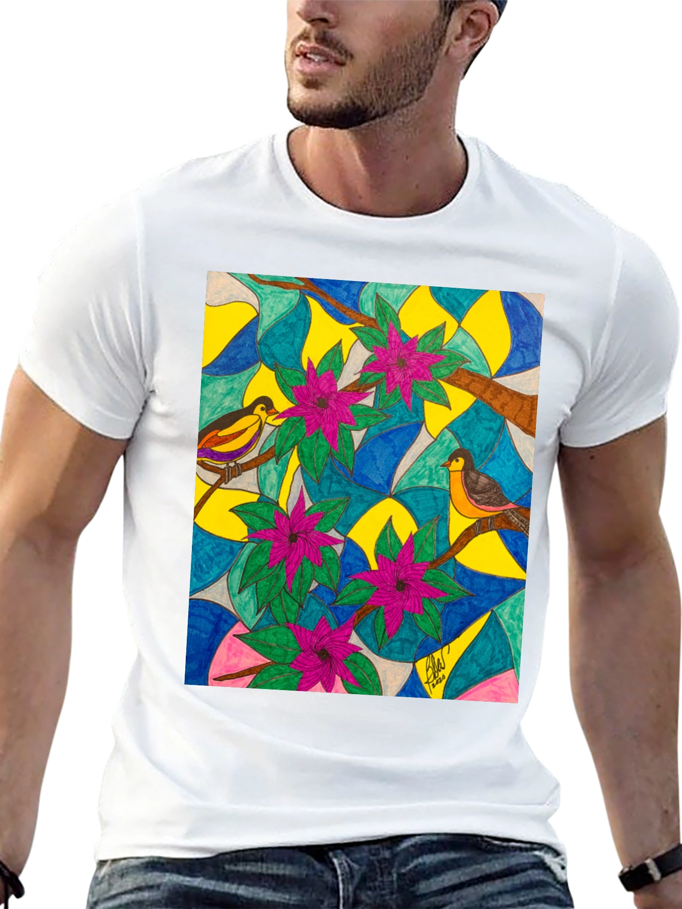 Bird & Bloom Art T-Shirt
