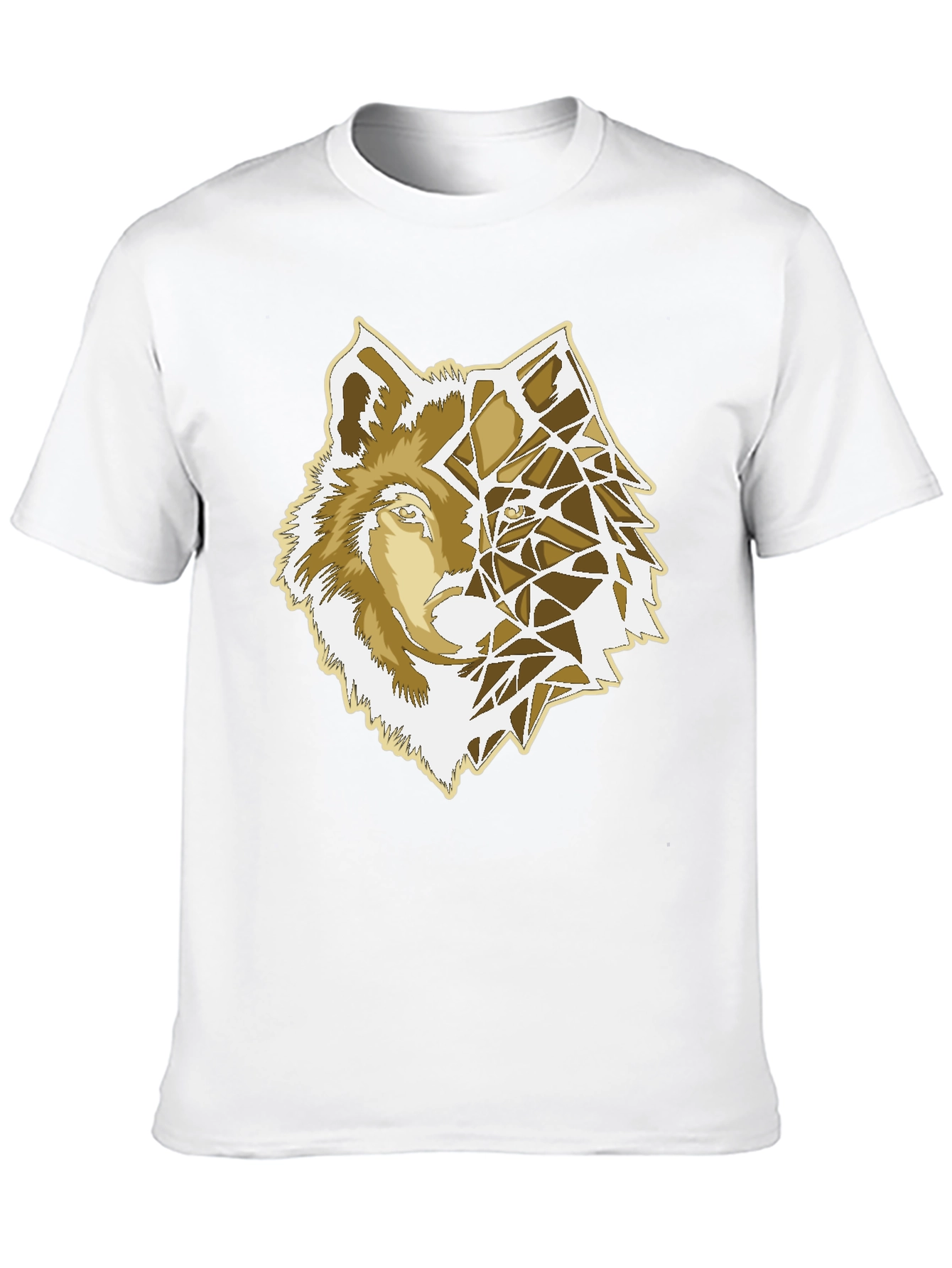 Geometric Wolf Graphic Print Black T-Shirt