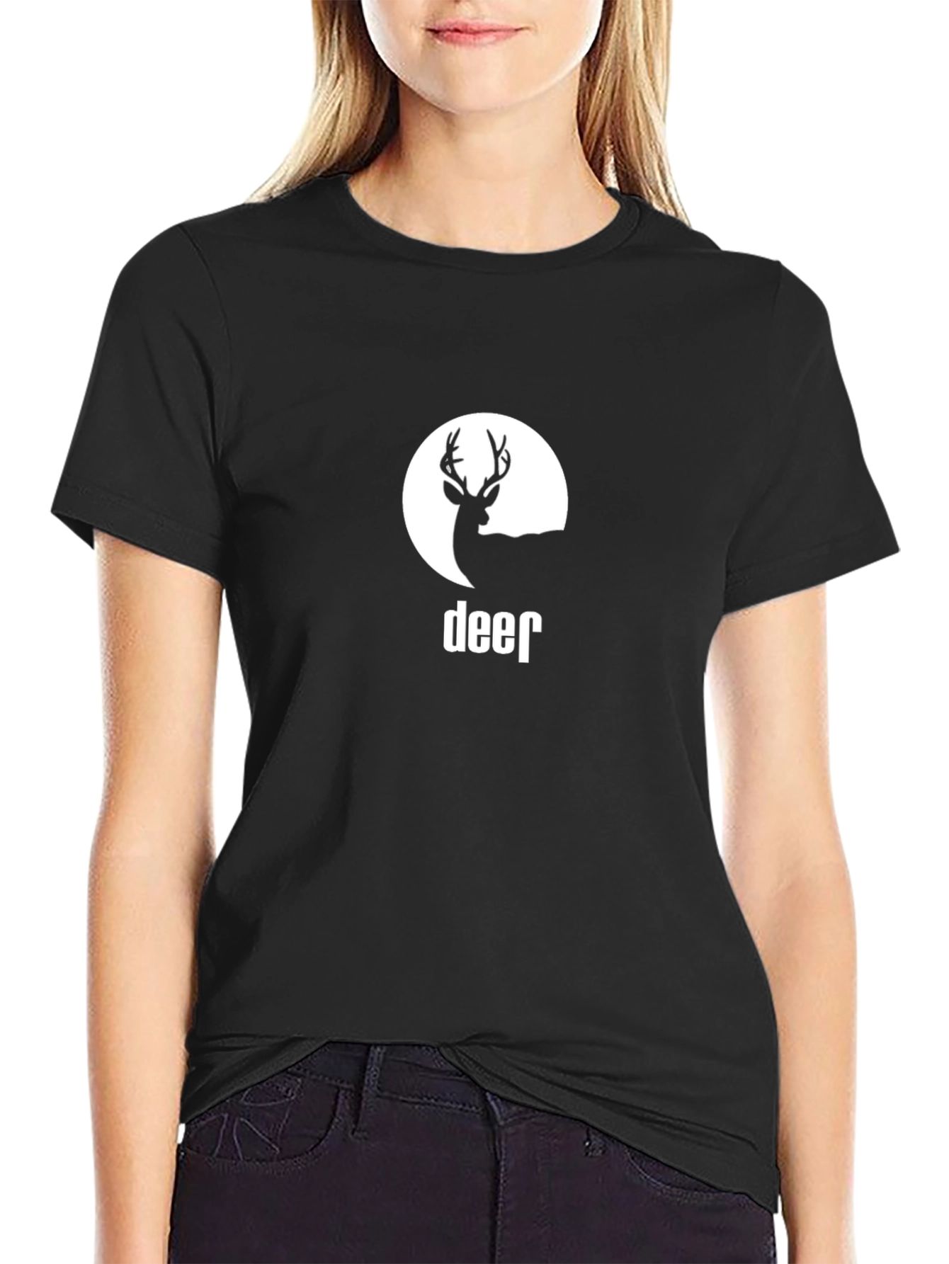 Deer Silhouette Black T-Shirt