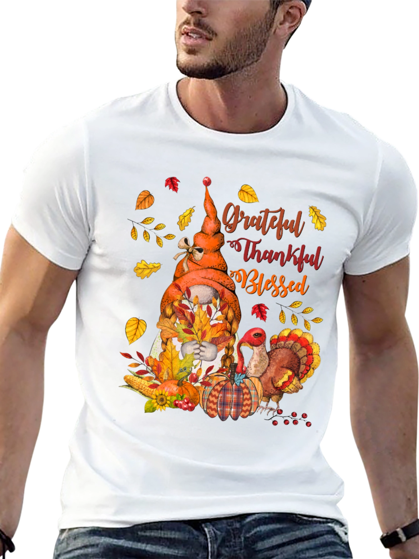 Grateful Thankful Blessed Thanksgiving T-Shirt