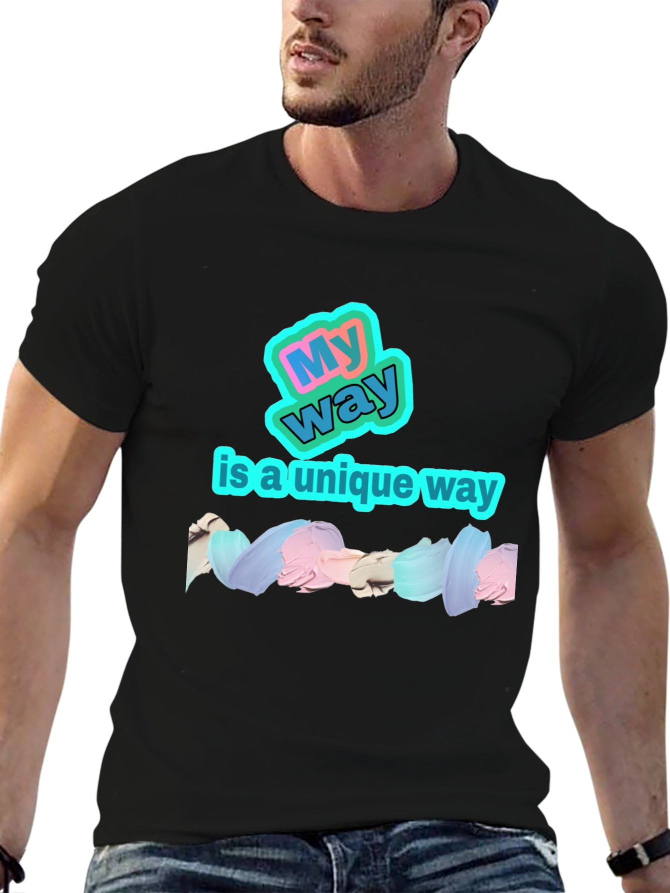 My Way Unique Black Graphic T-Shirt