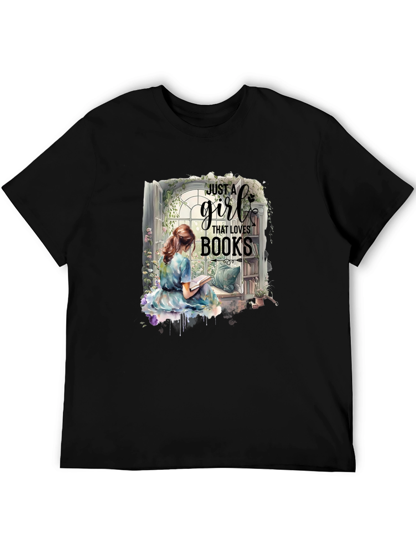 Just a Girl Who Loves Books Black T-Shirt