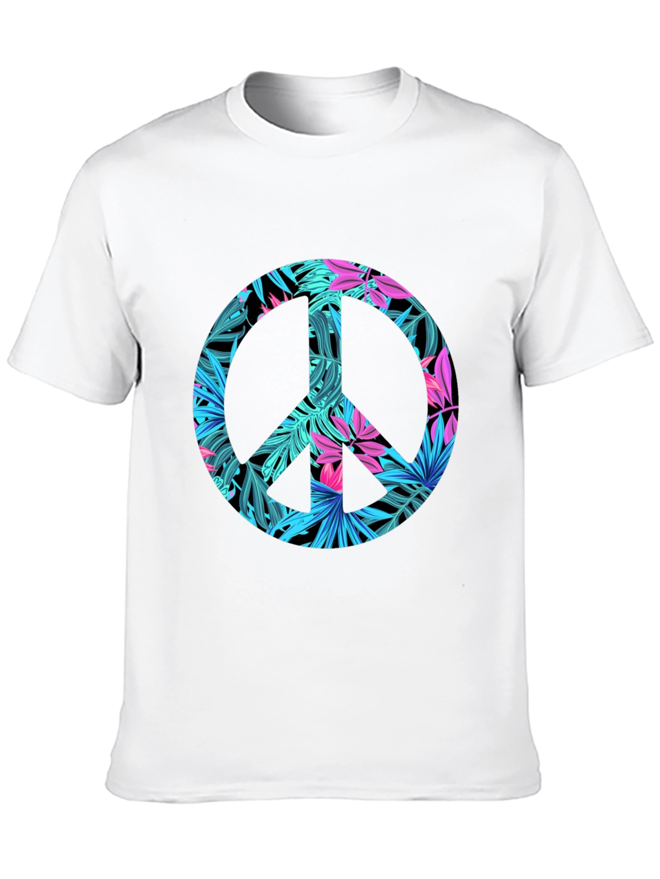 Tropical Peace Sign Black T-Shirt