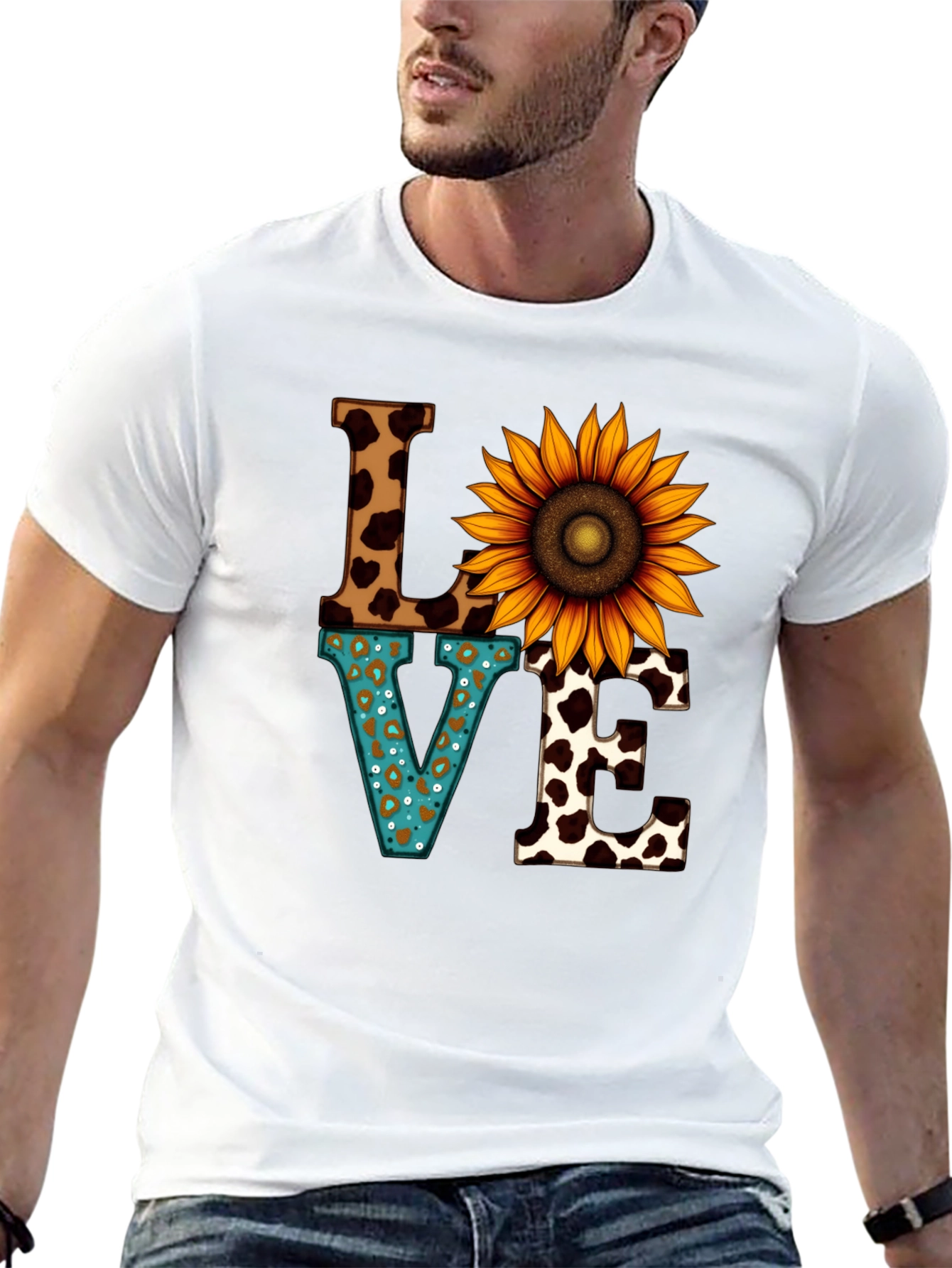 Love Sunflower Graphic T-Shirt - Unique Print