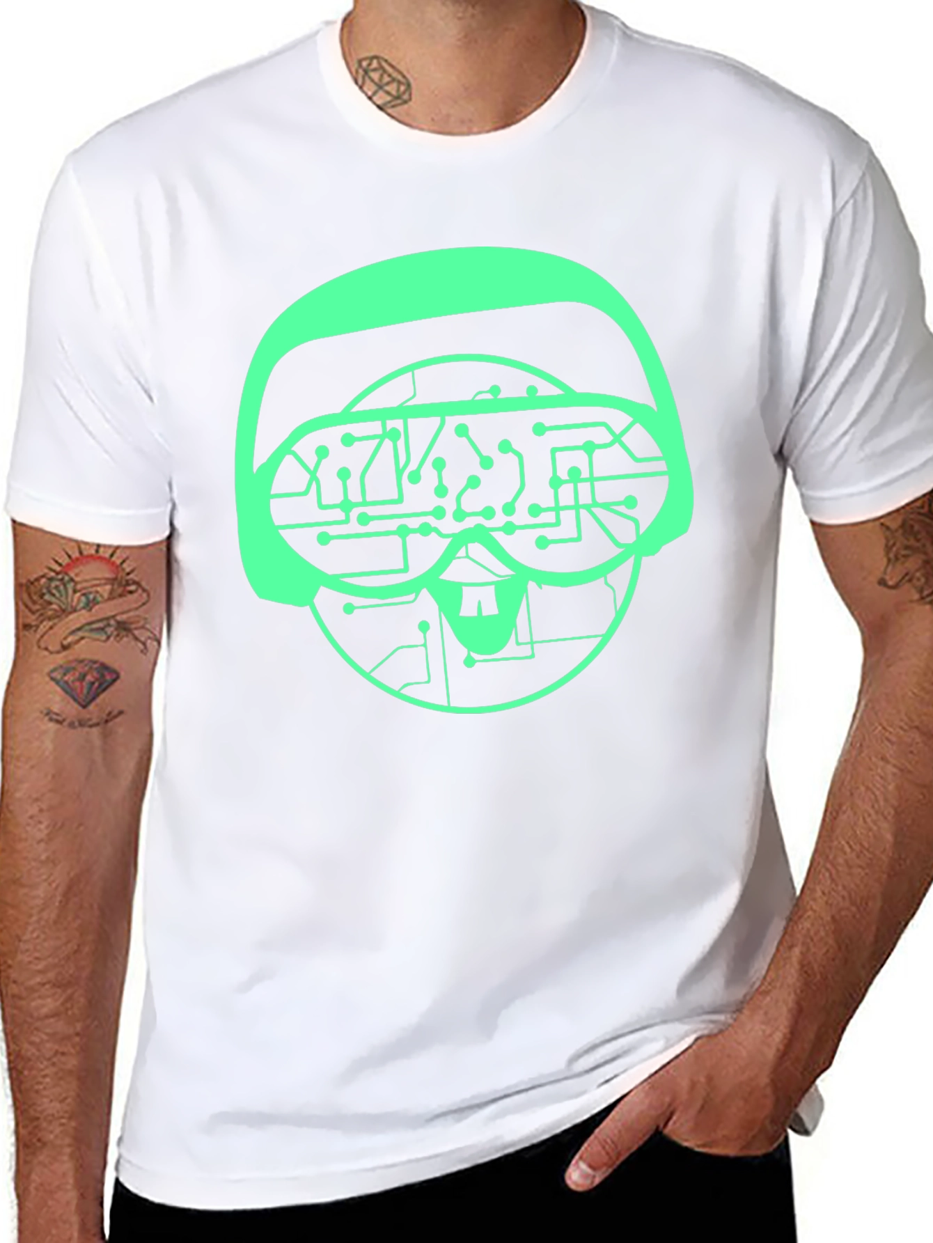 Tech Skull Graphic Tee - VR Headset Circuit Design