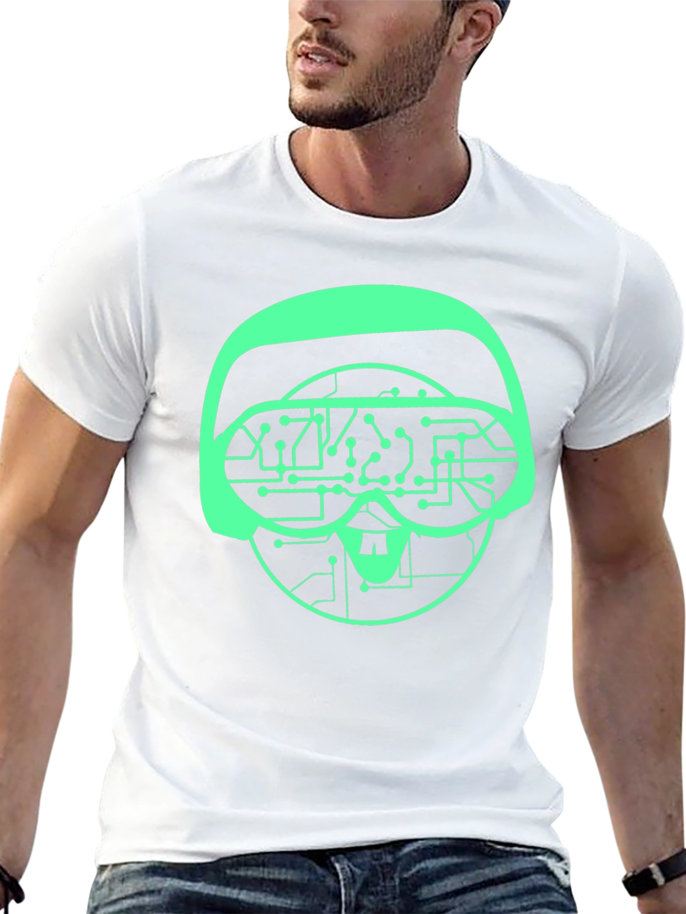 Tech Skull Graphic Tee - VR Headset Circuit Design