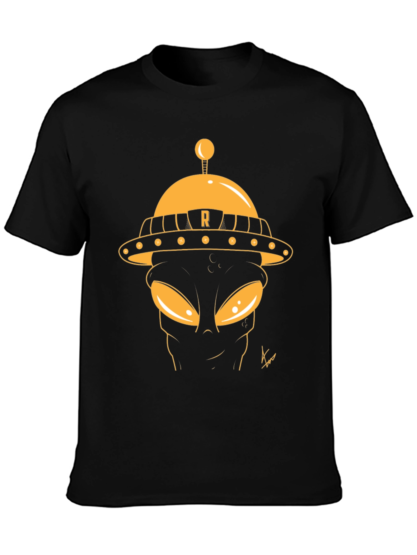 Retro Alien Graphic Tee - Black Cotton