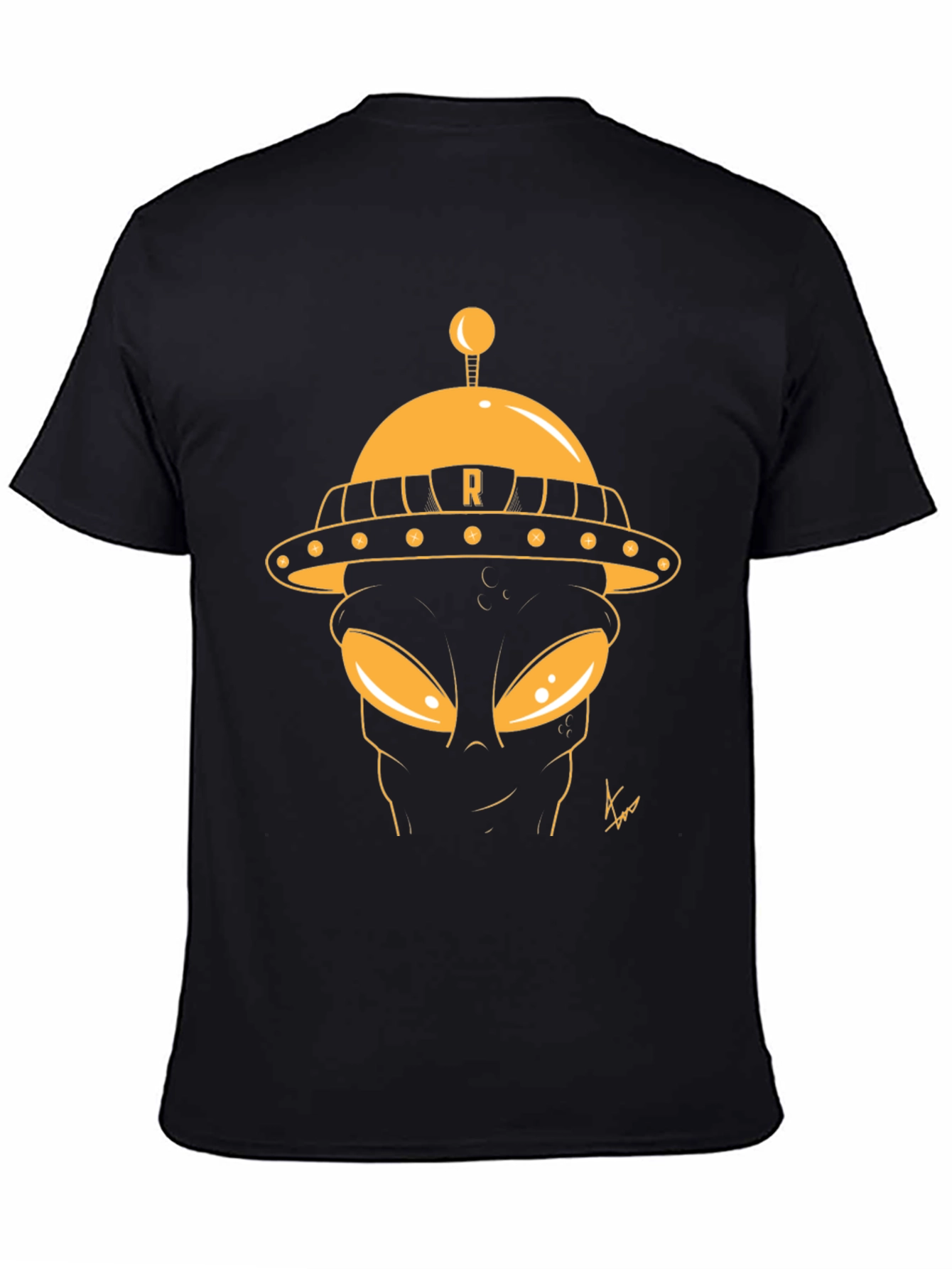 Retro Alien Graphic Tee - Black Cotton