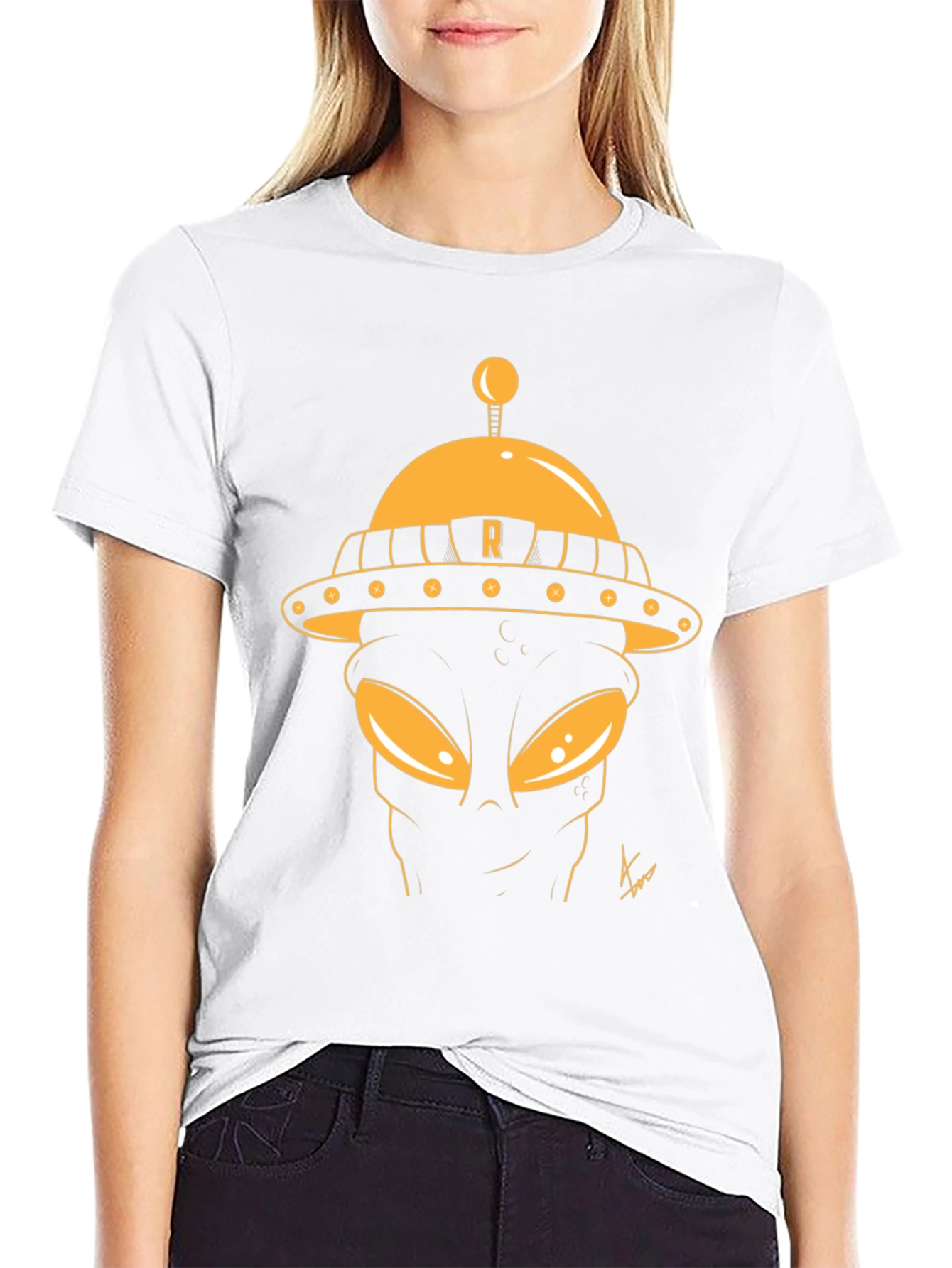 Retro Alien Graphic Tee - Black Cotton