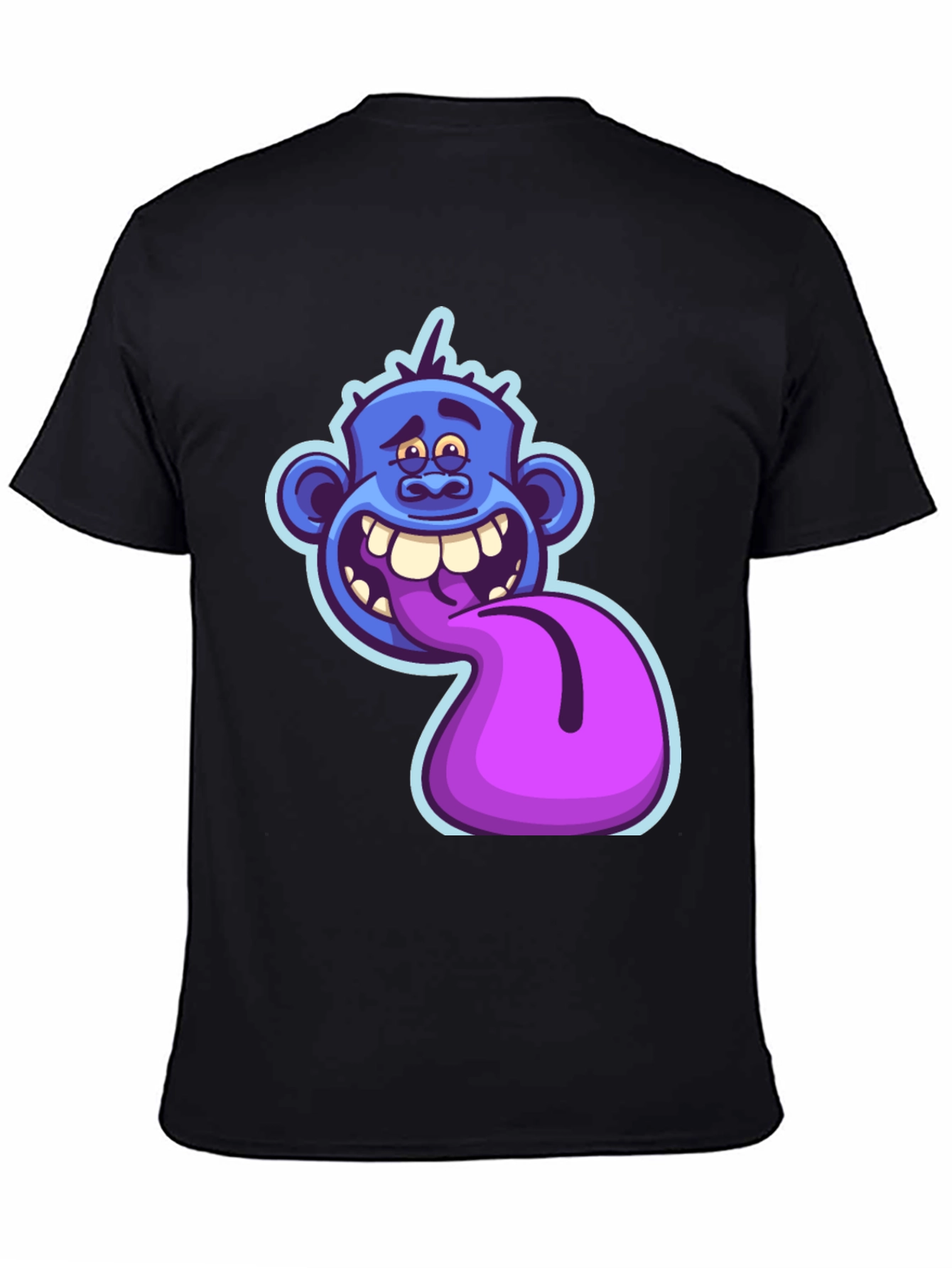Funny Blue Monster Tongue Out Graphic T-Shirt
