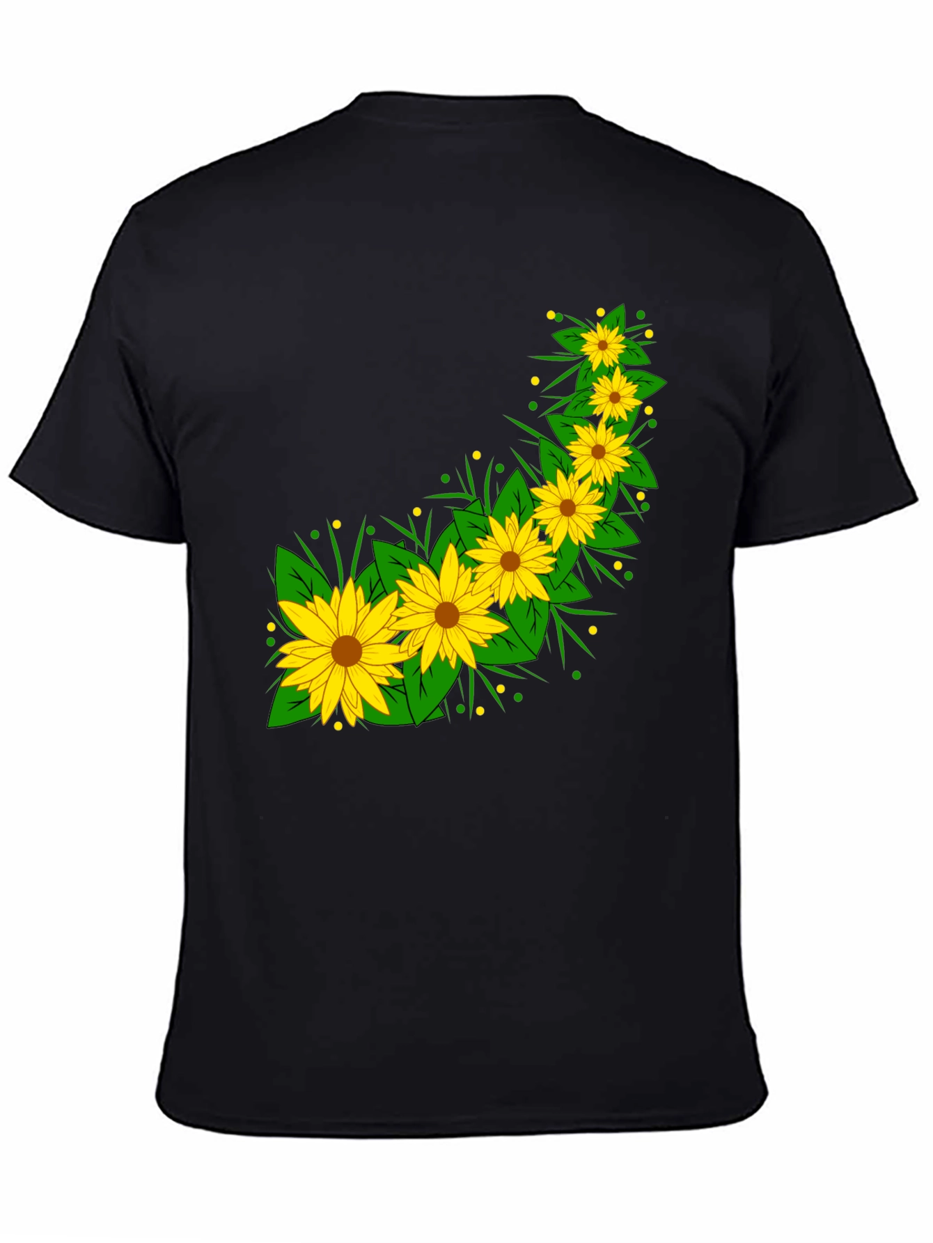 Sunflower Print Black T-Shirt