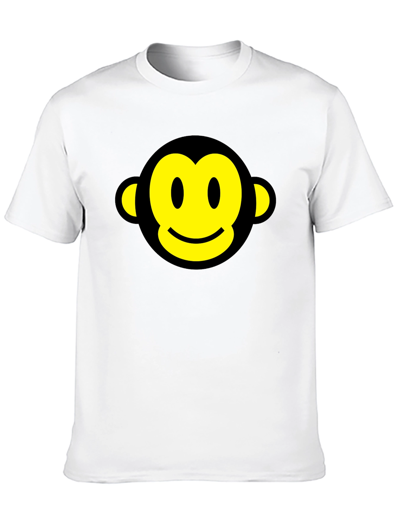 Smiley Monkey Face Graphic Tee - Black