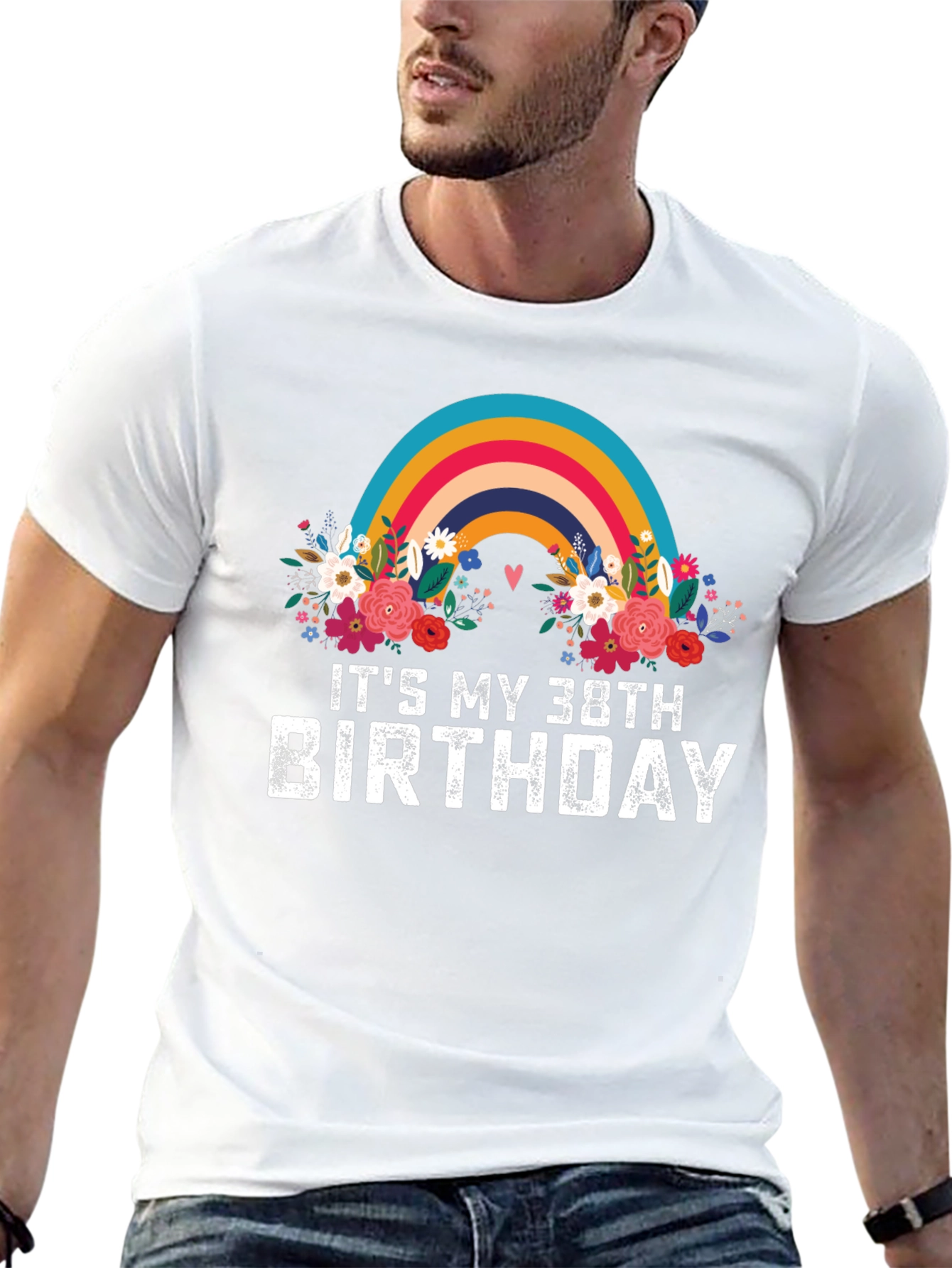 38th Birthday Rainbow Floral T-Shirt