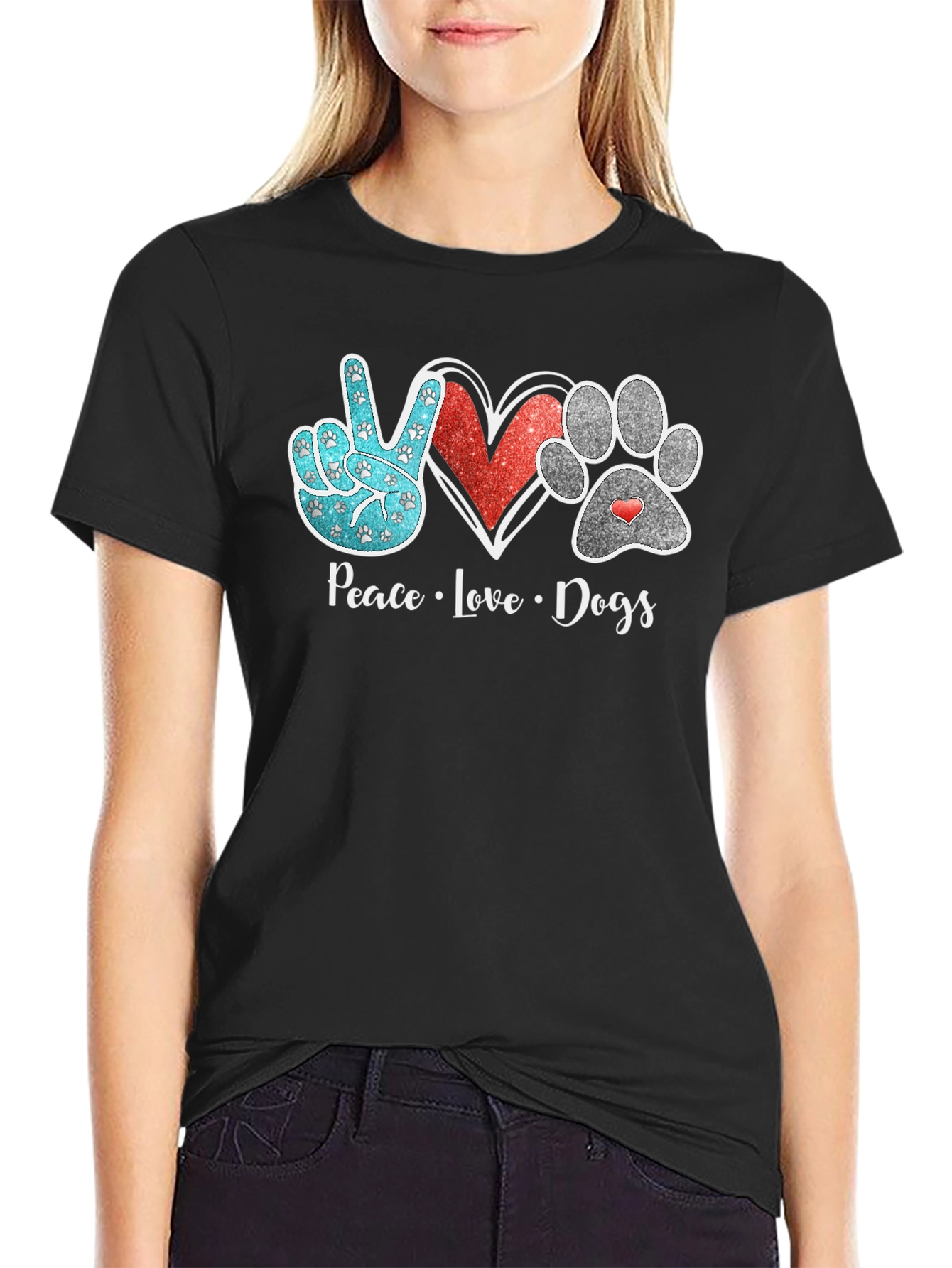 Peace Love Dogs Graphic Tee - Black Unisex T-Shirt