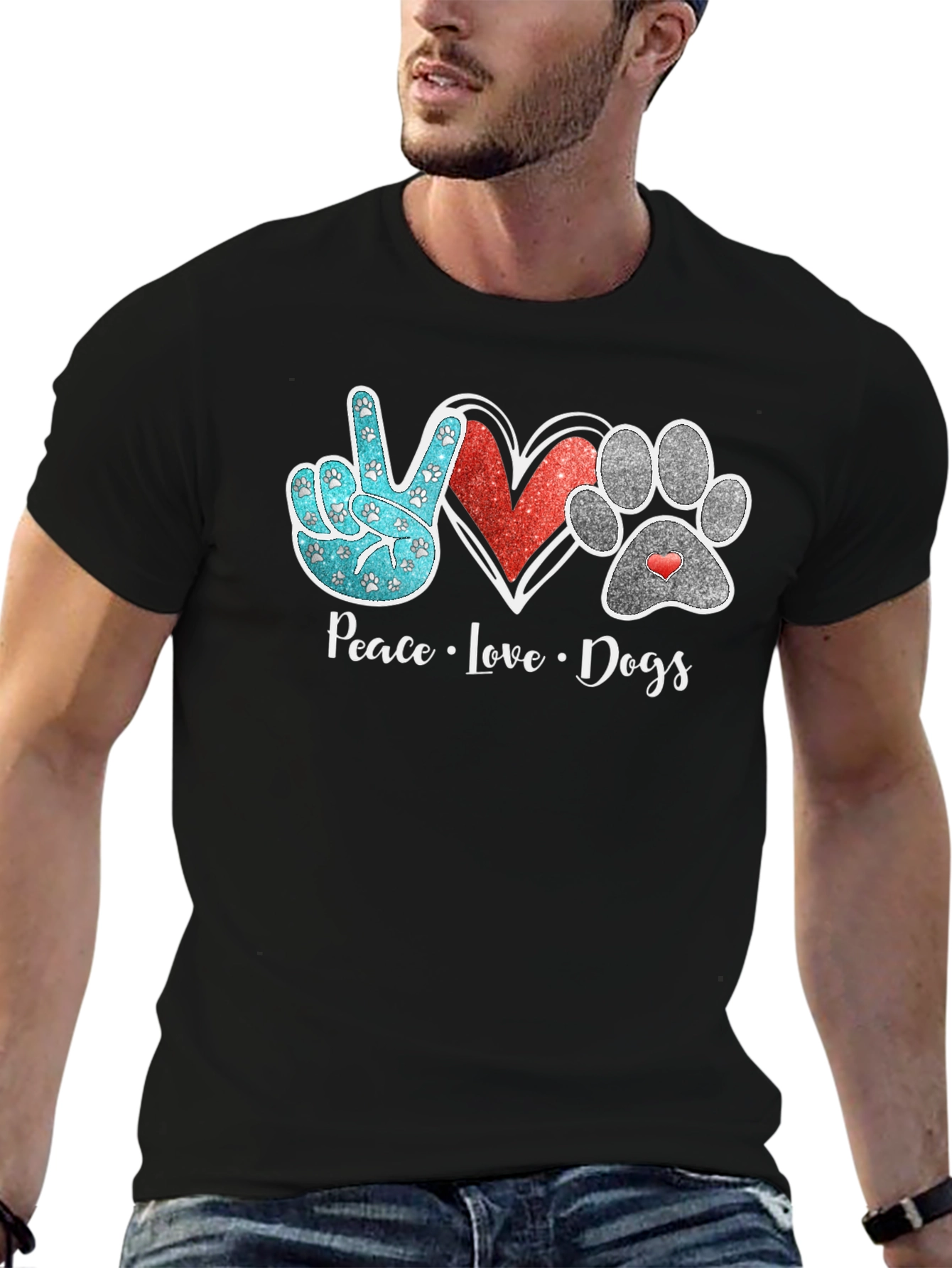 Peace Love Dogs Graphic Tee - Black Unisex T-Shirt