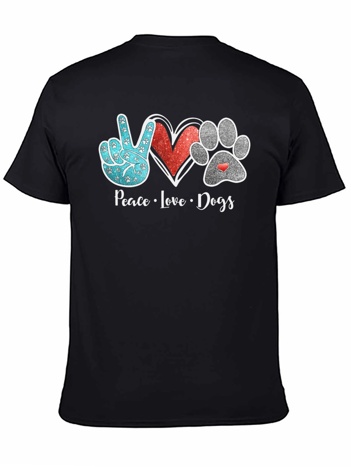 Peace Love Dogs Graphic Tee - Black Unisex T-Shirt