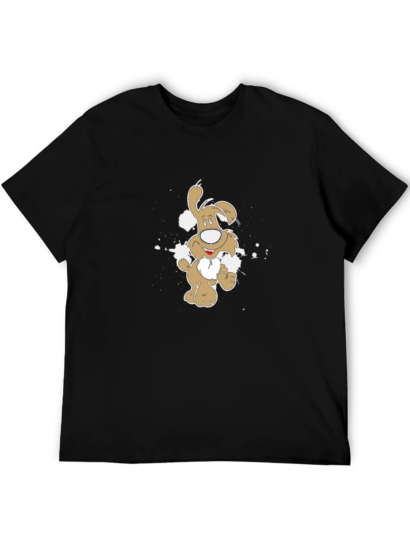 Cartoon Dog Graphic Tee - Mens Black T-Shirt