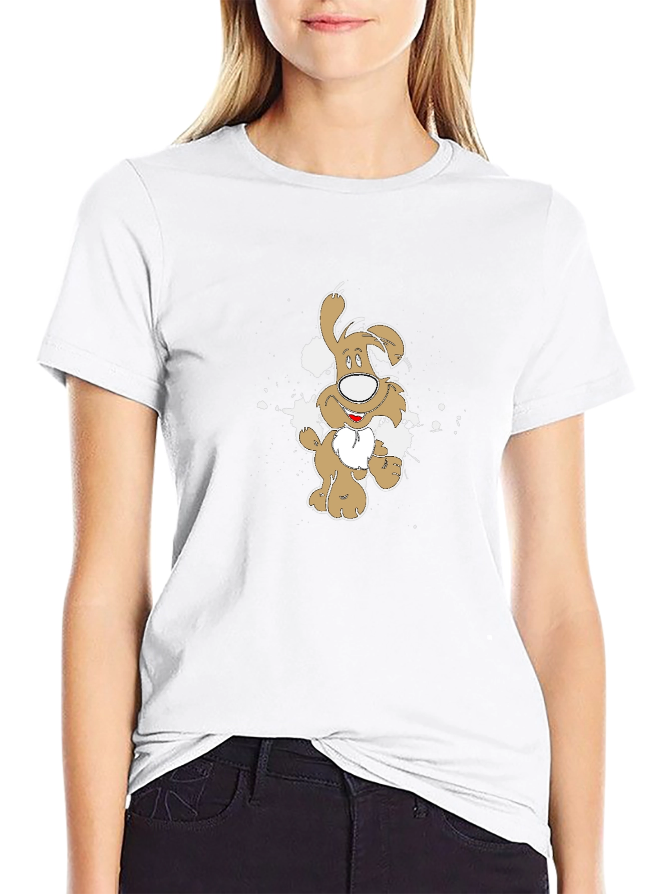 Cartoon Dog Graphic Tee - Mens Black T-Shirt