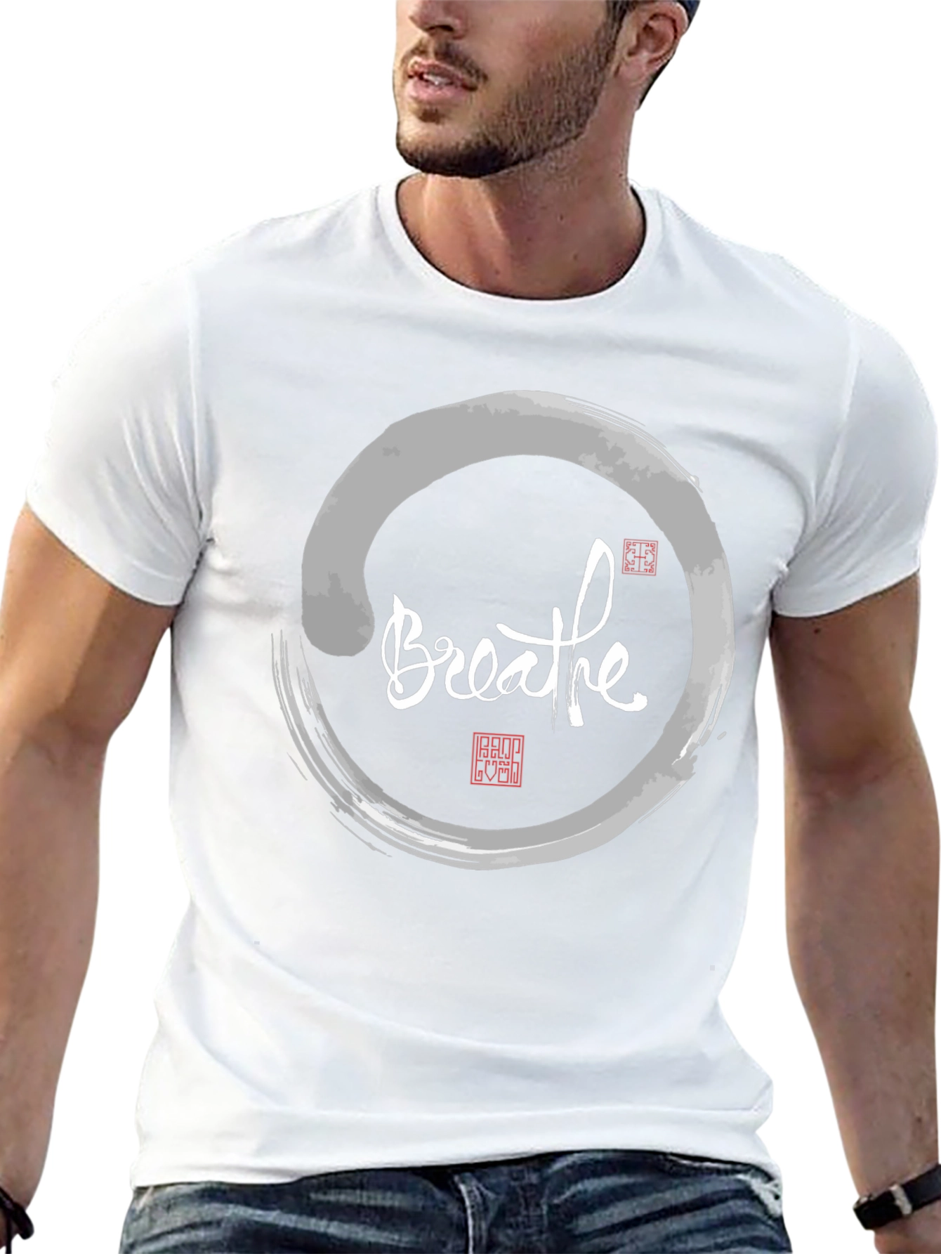 Breathe Zen Circle T-Shirt - Stylish Meditative Design