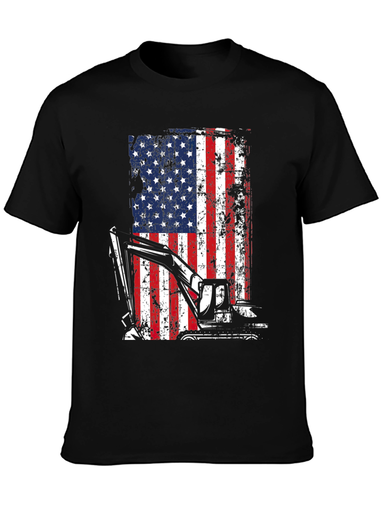 Excavator American Flag Mens T-Shirt