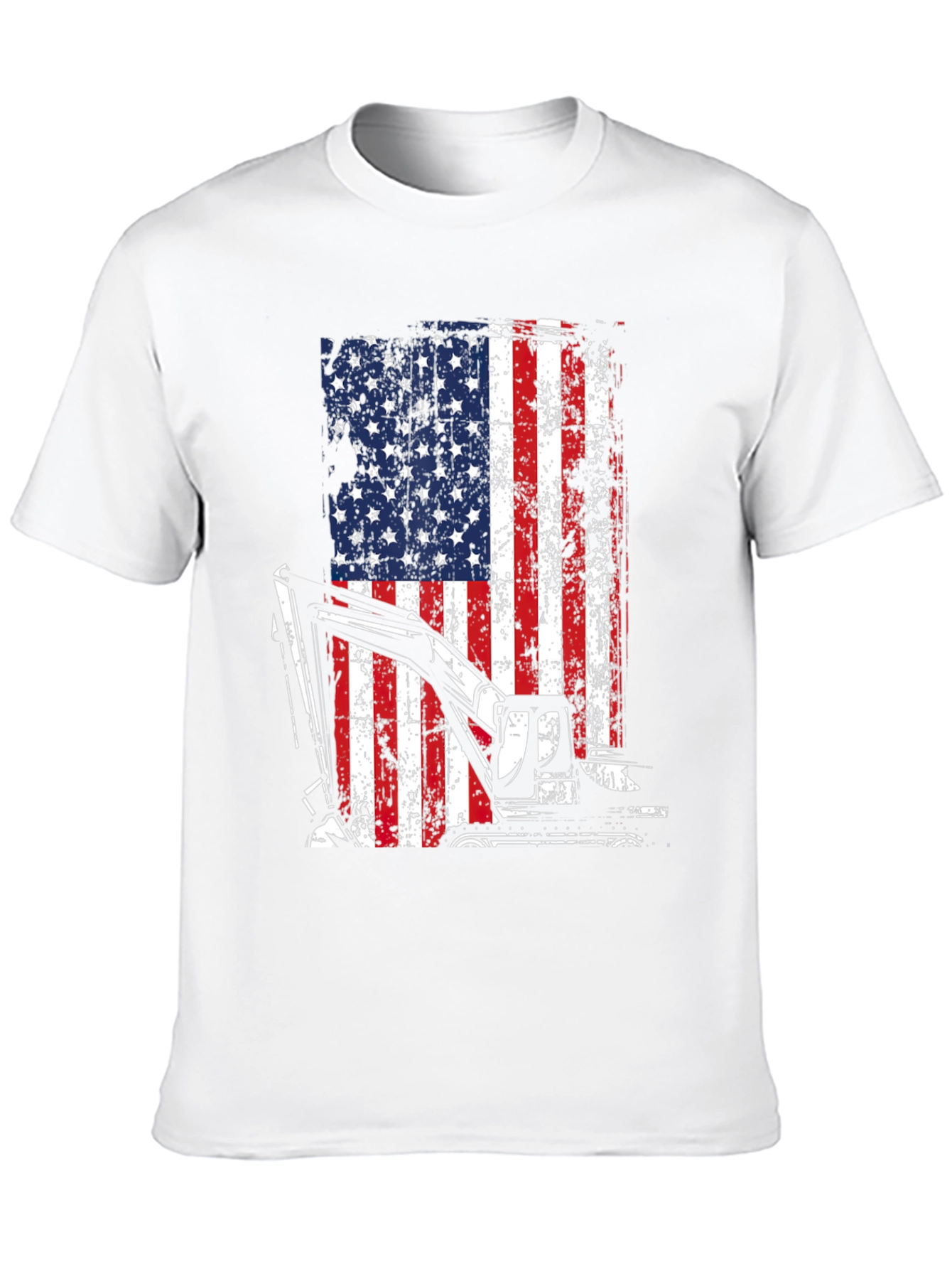 Excavator American Flag Mens T-Shirt