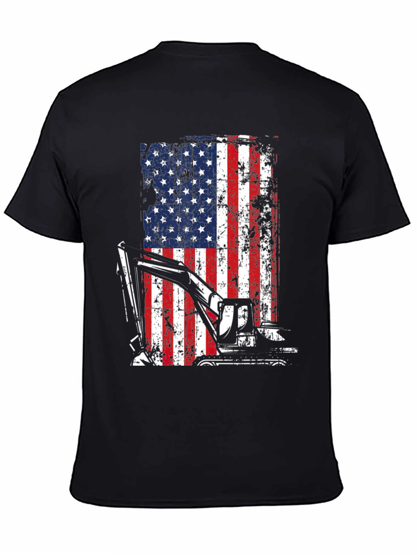 Excavator American Flag Mens T-Shirt