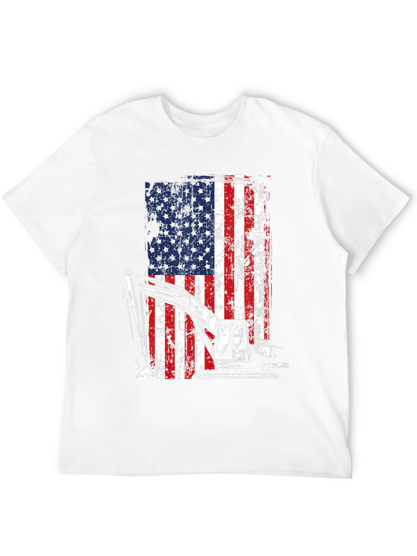 Excavator American Flag Mens T-Shirt