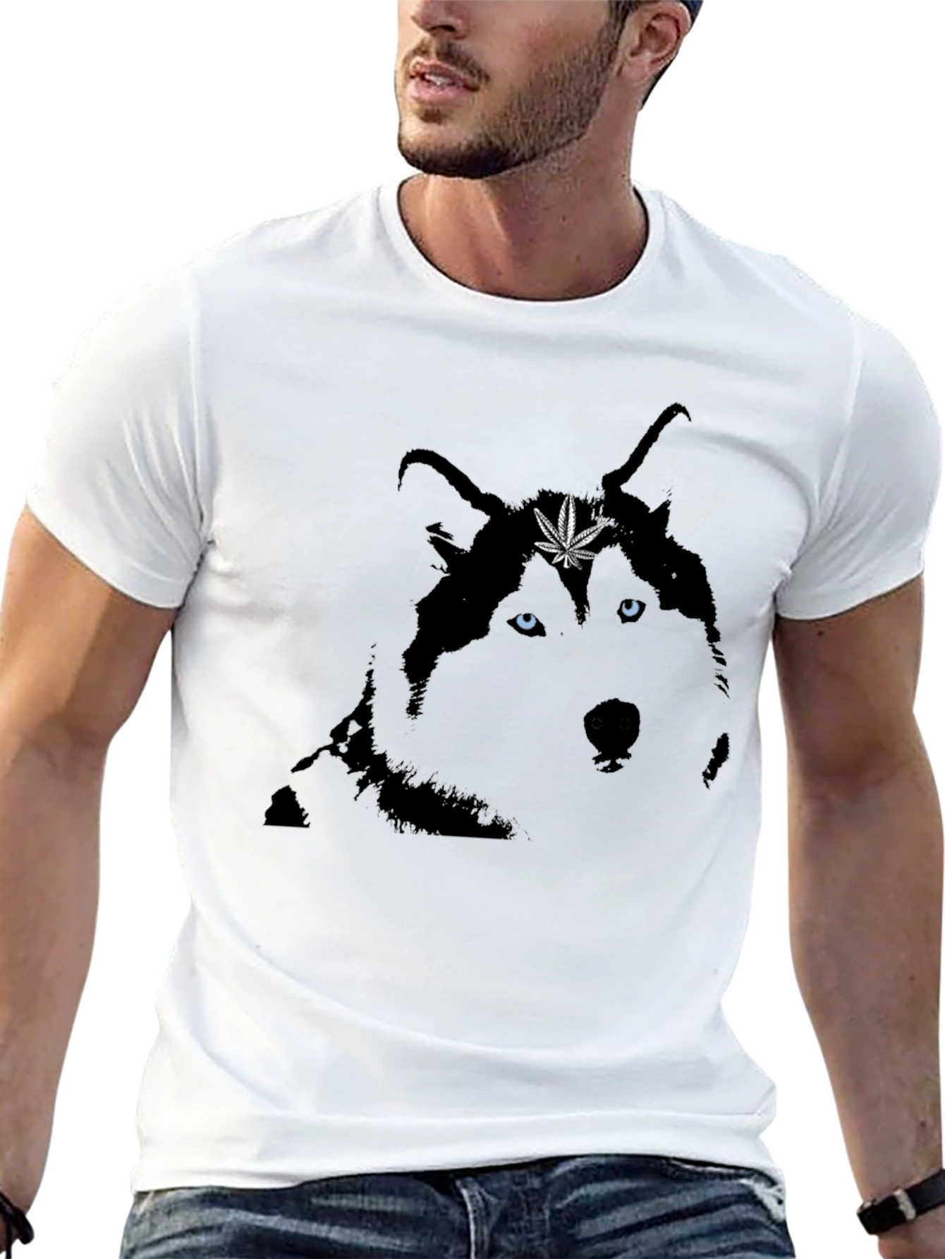 Cool Wolf Graphic Tee - Black Cotton Blend