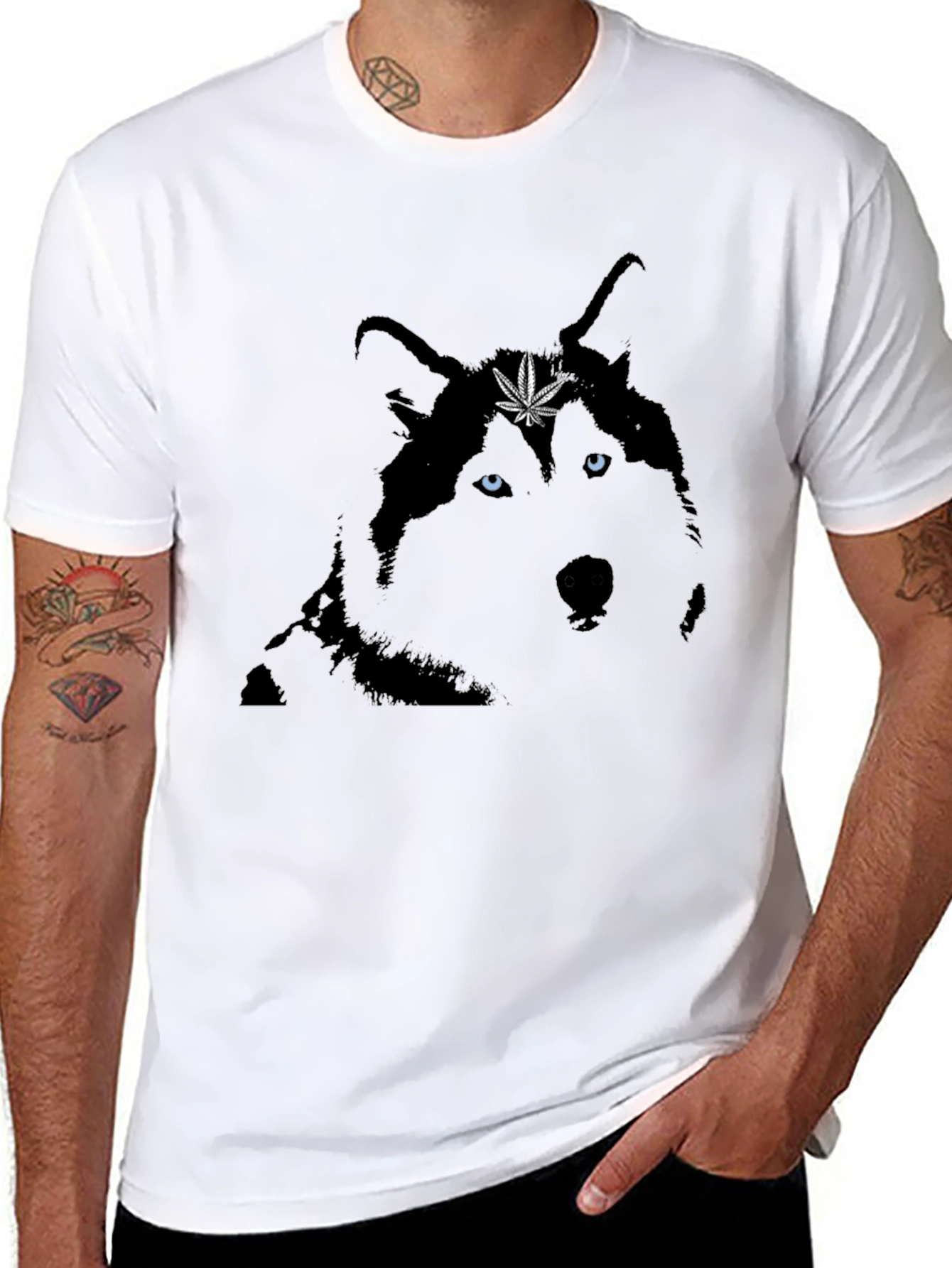 Cool Wolf Graphic Tee - Black Cotton Blend