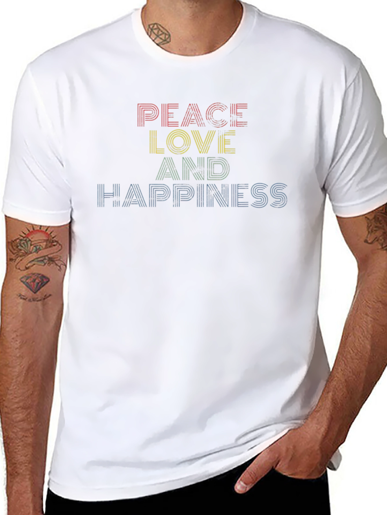 Peace Love Happiness Graphic Tee - Classic Comfort