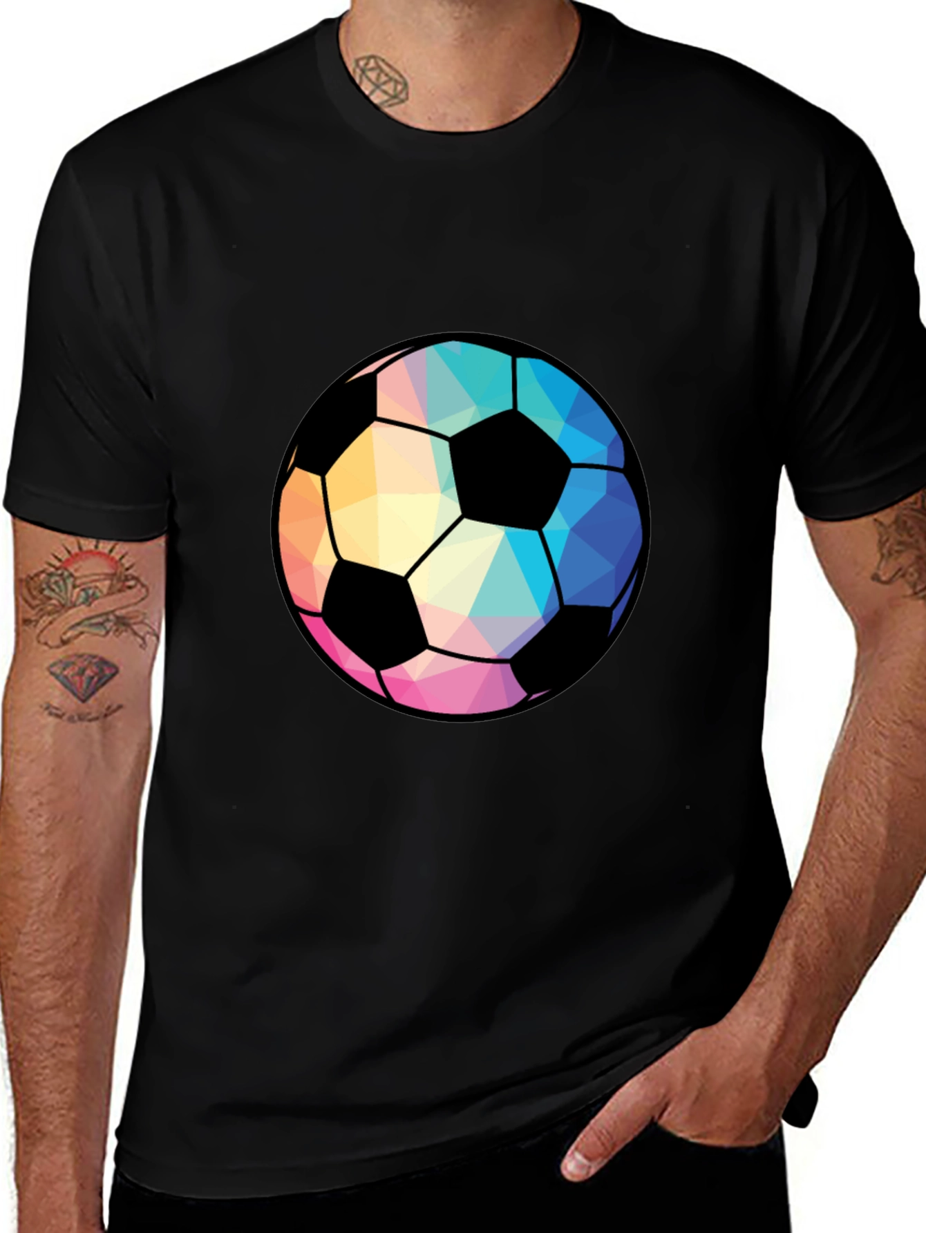 Geometric Soccer Ball Black Tee