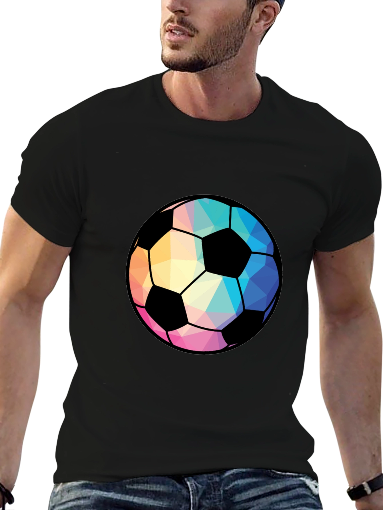 Geometric Soccer Ball Black Tee