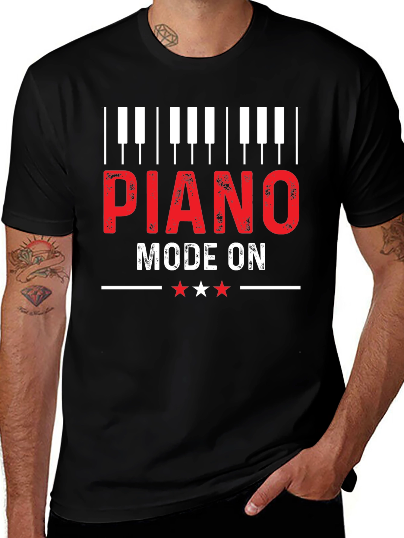 Piano Mode On Graphic Tee - Music Lover Gift
