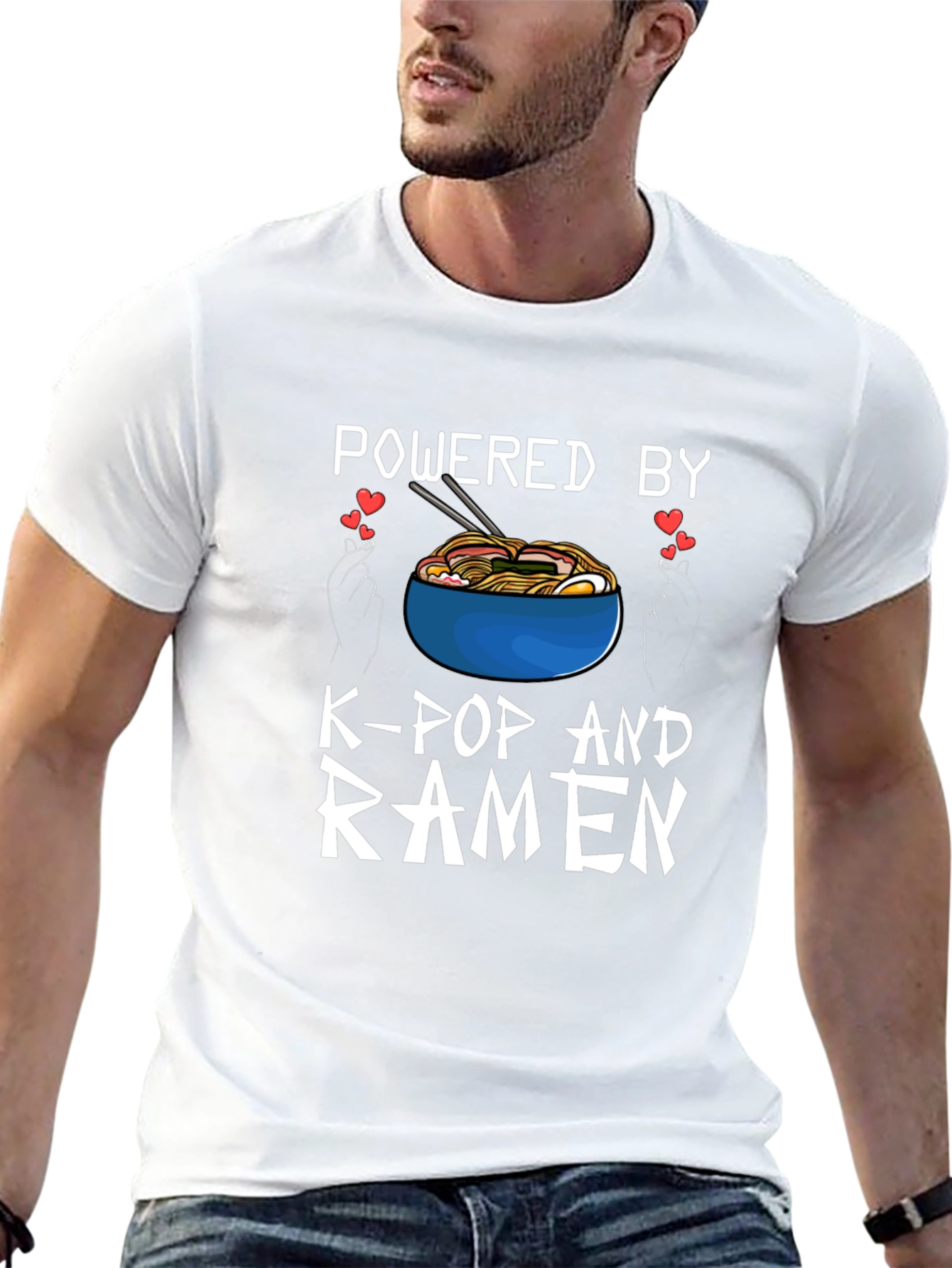 Powered by K-Pop and Ramen Black T-Shirt