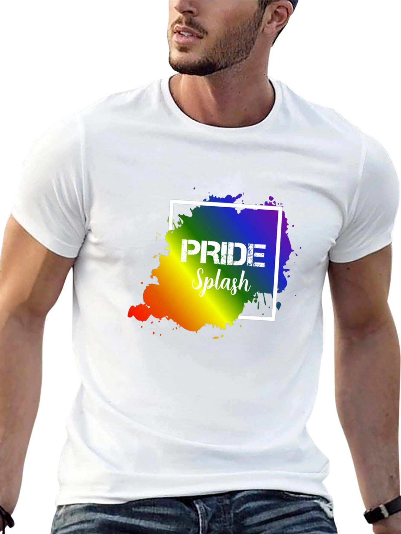Pride Splash T-Shirt: Rainbow Design Soft Cotton