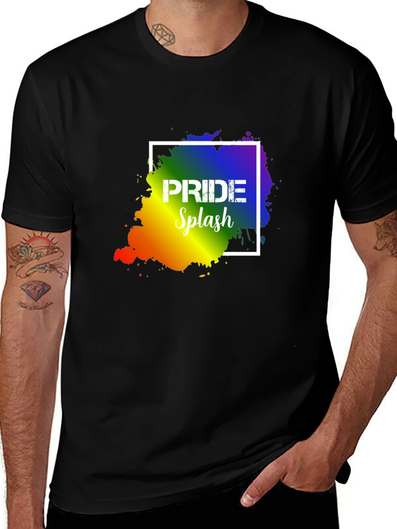 Pride Splash T-Shirt: Rainbow Design Soft Cotton