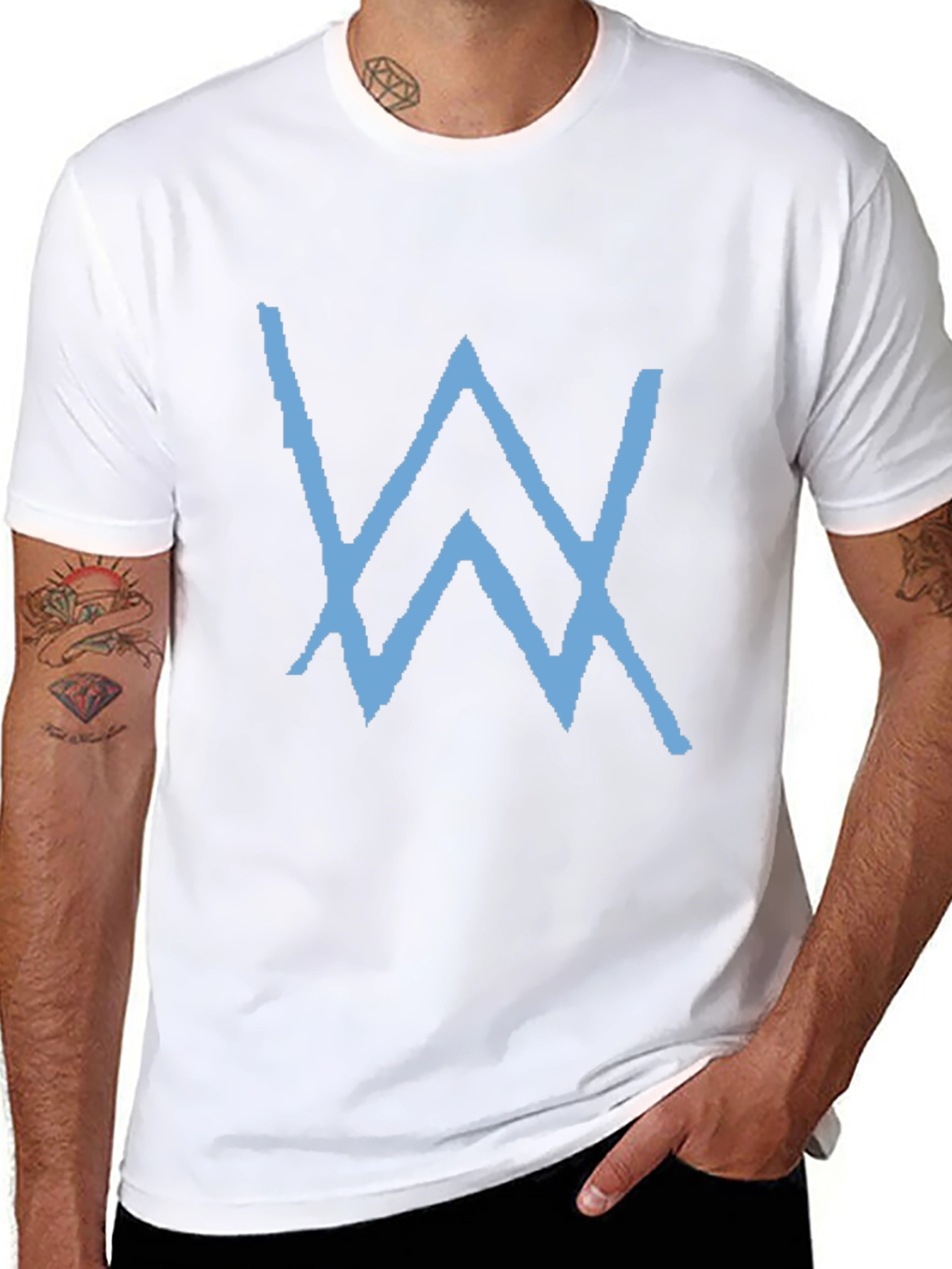 Black T-Shirt with Blue W Logo