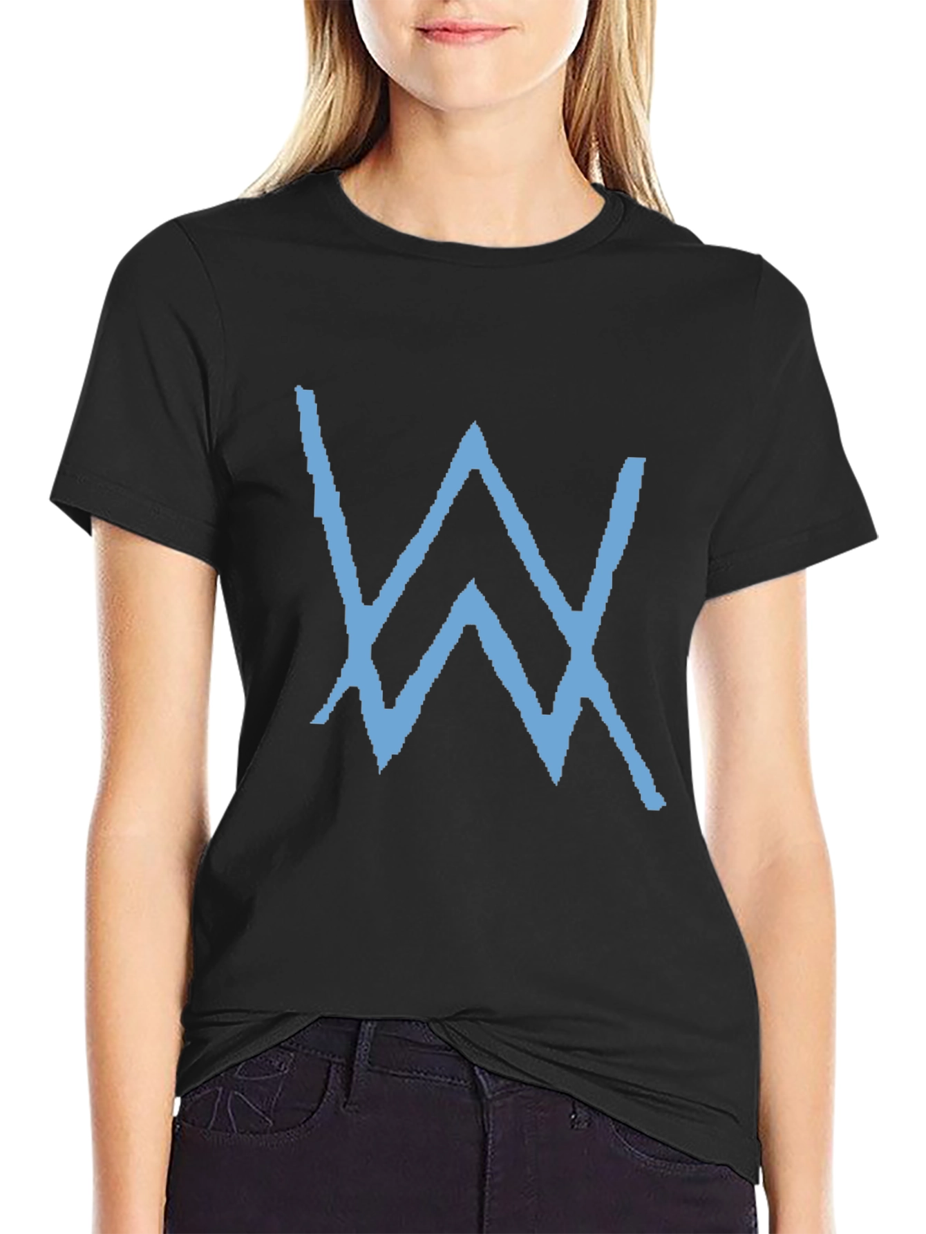 Black T-Shirt with Blue W Logo