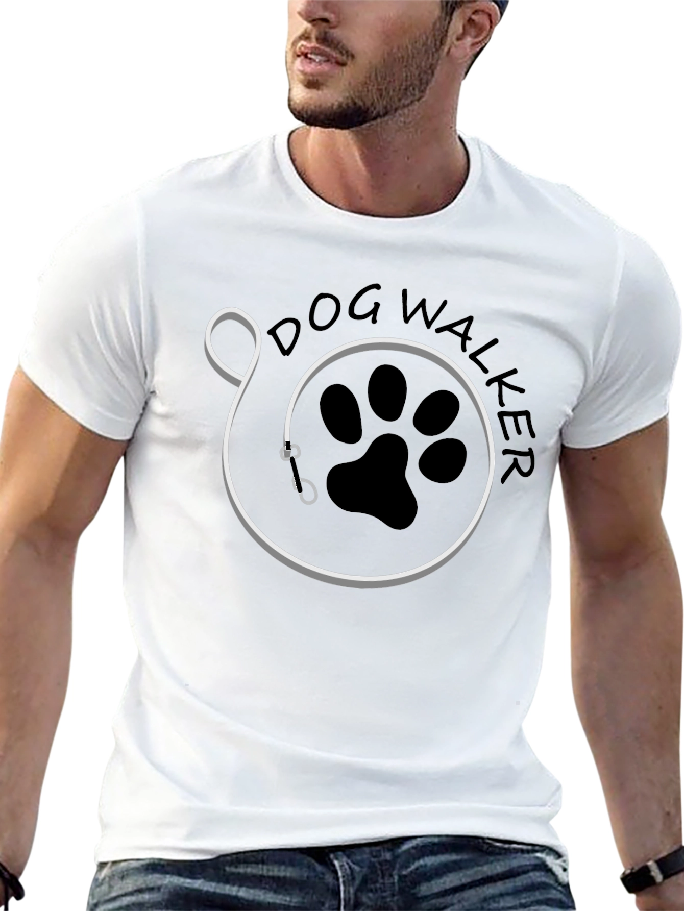 Dog Walker Graphic T-Shirt - Black Cotton Tee