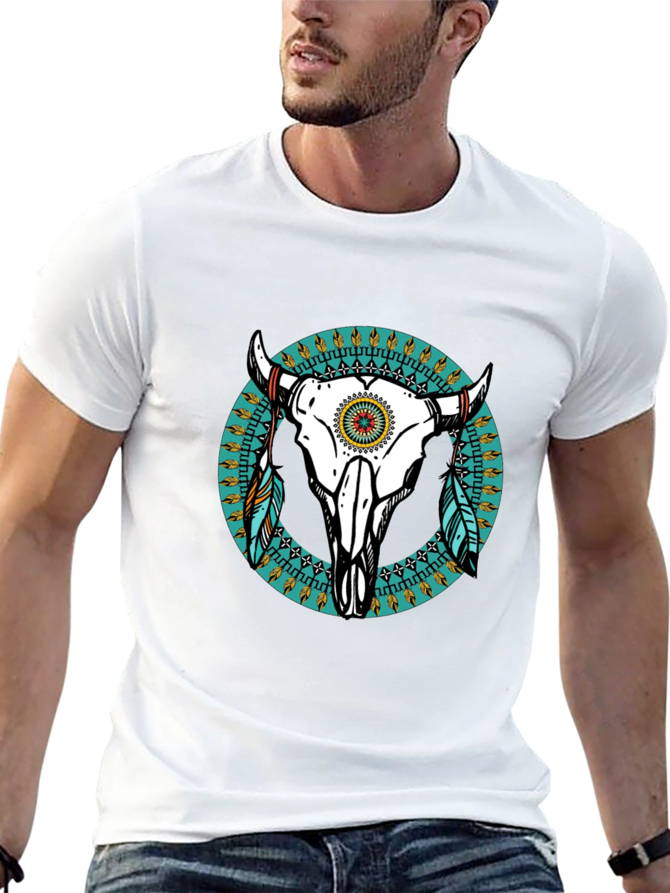 Bull Skull Graphic Tee - Western Style