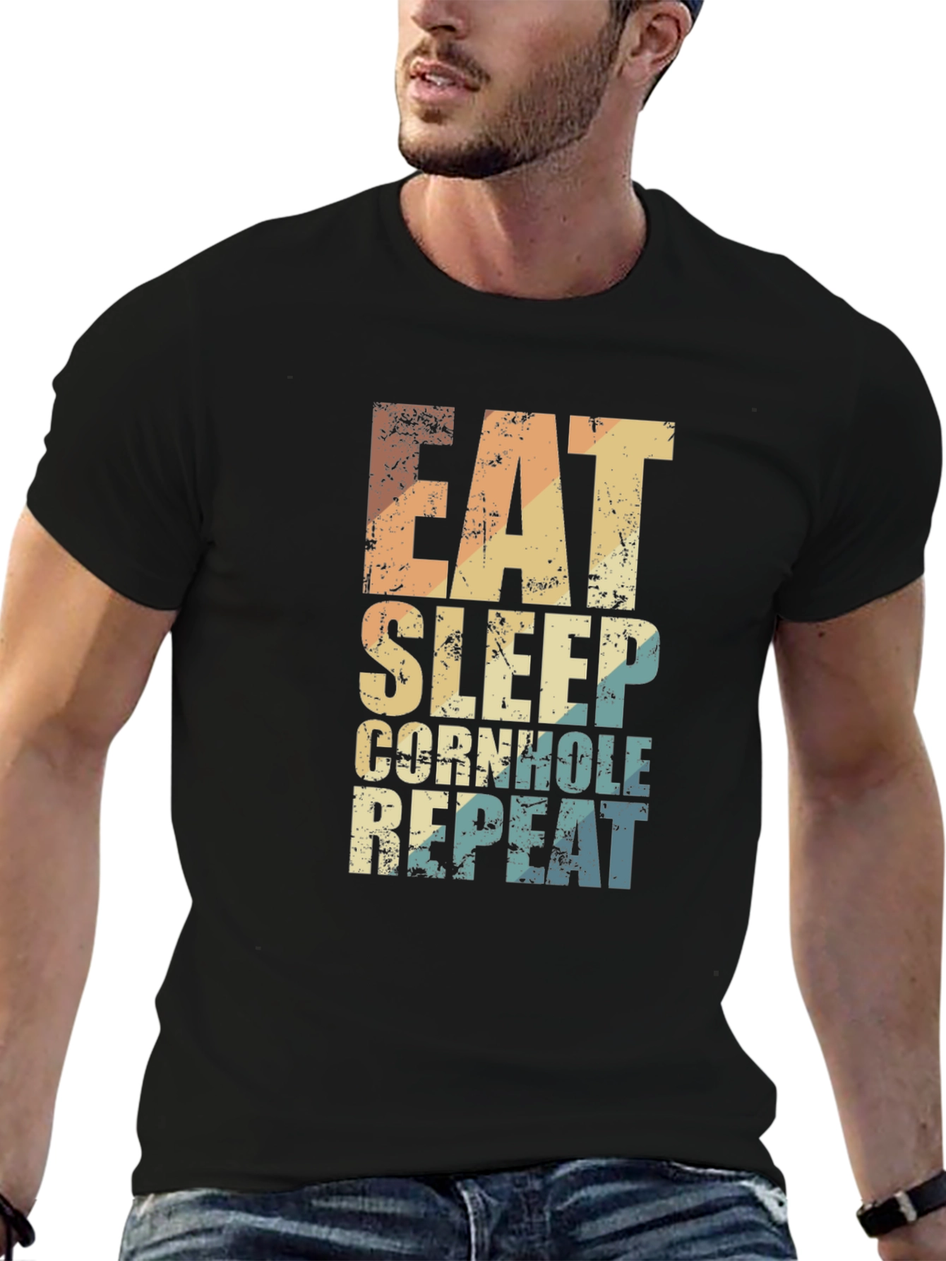 Eat Sleep Cornhole Repeat Graphic Tee