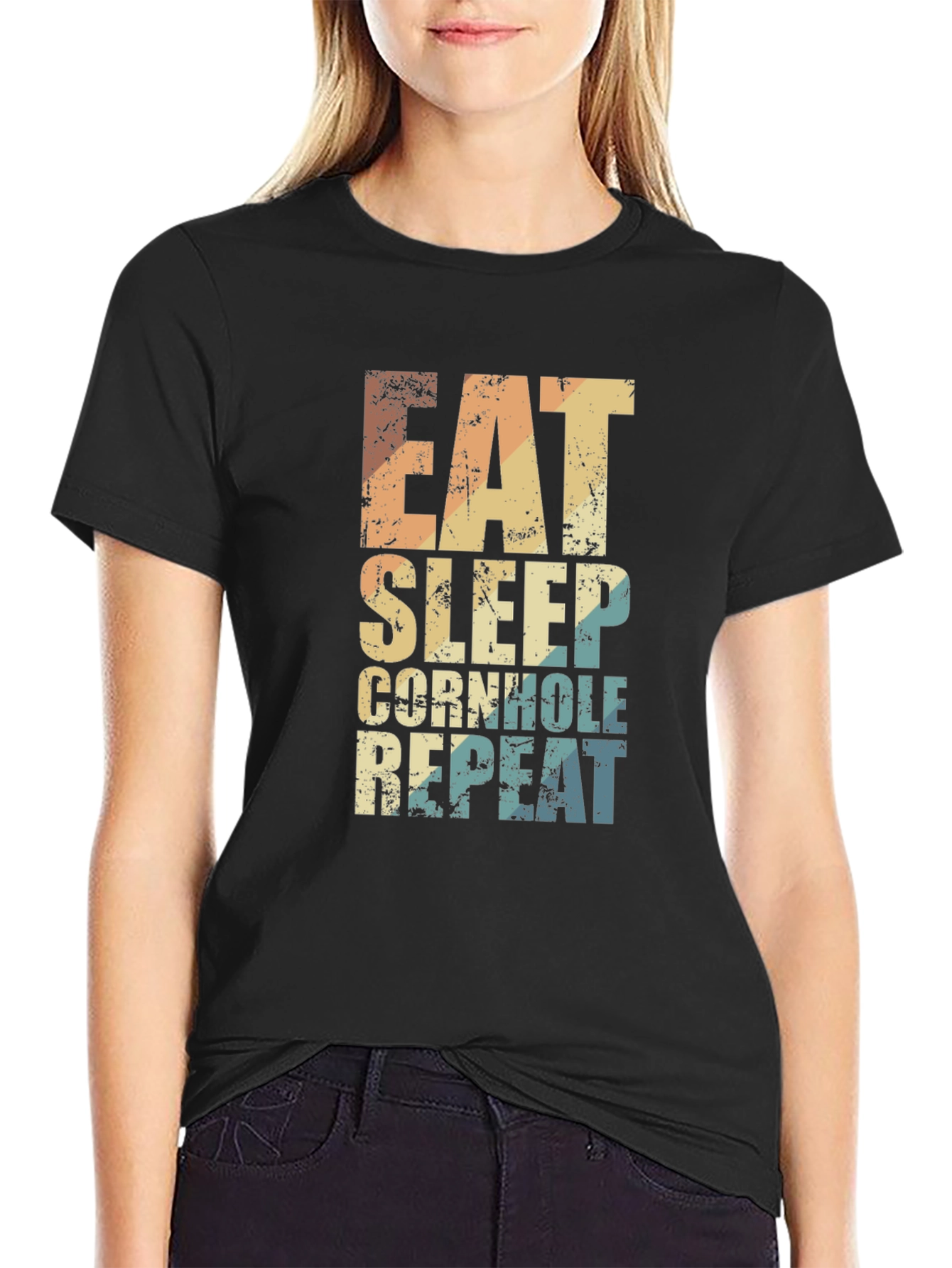 Eat Sleep Cornhole Repeat Graphic Tee