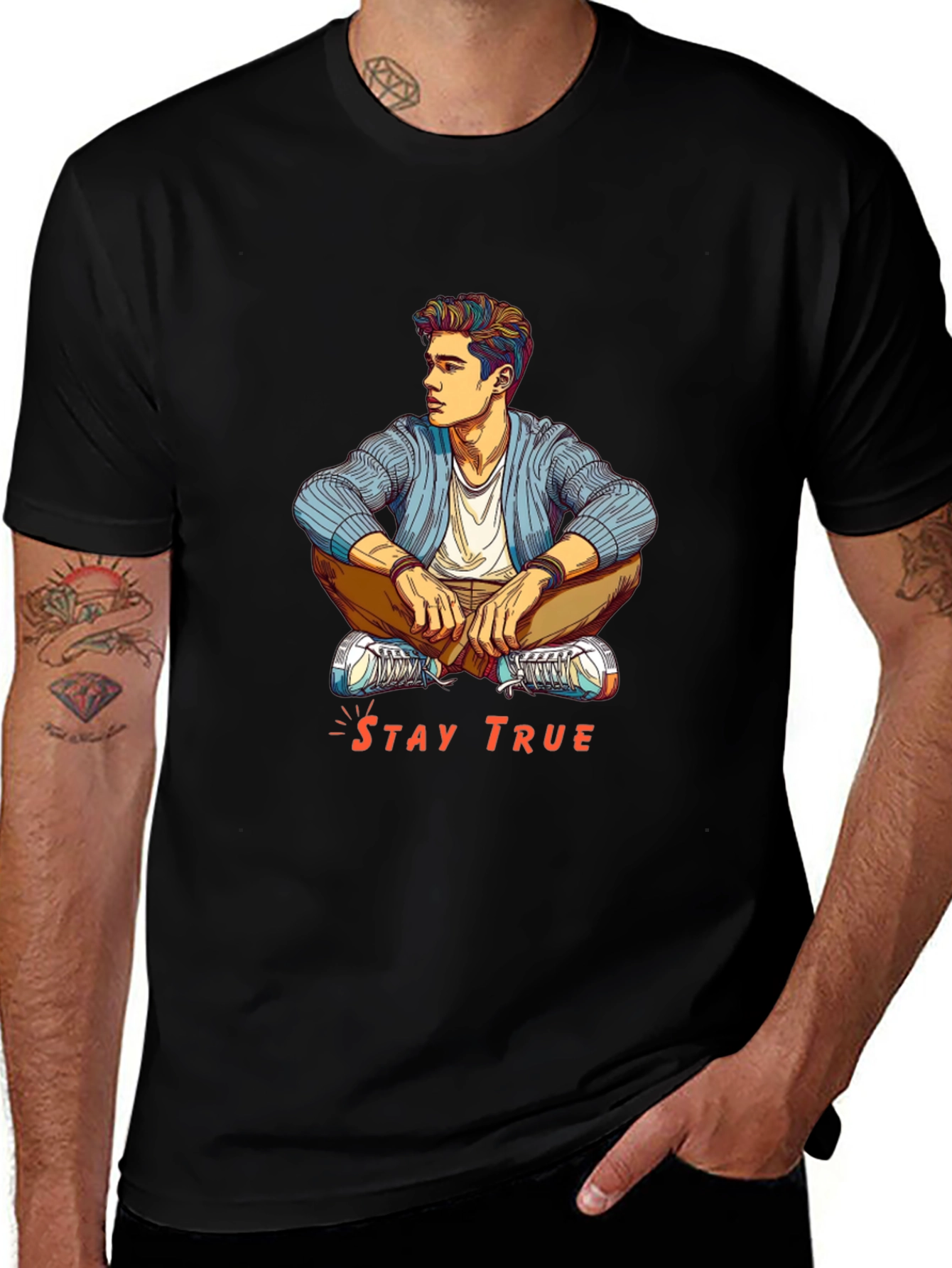 Stay True Graphic T-Shirt - Mens Fashion Tee