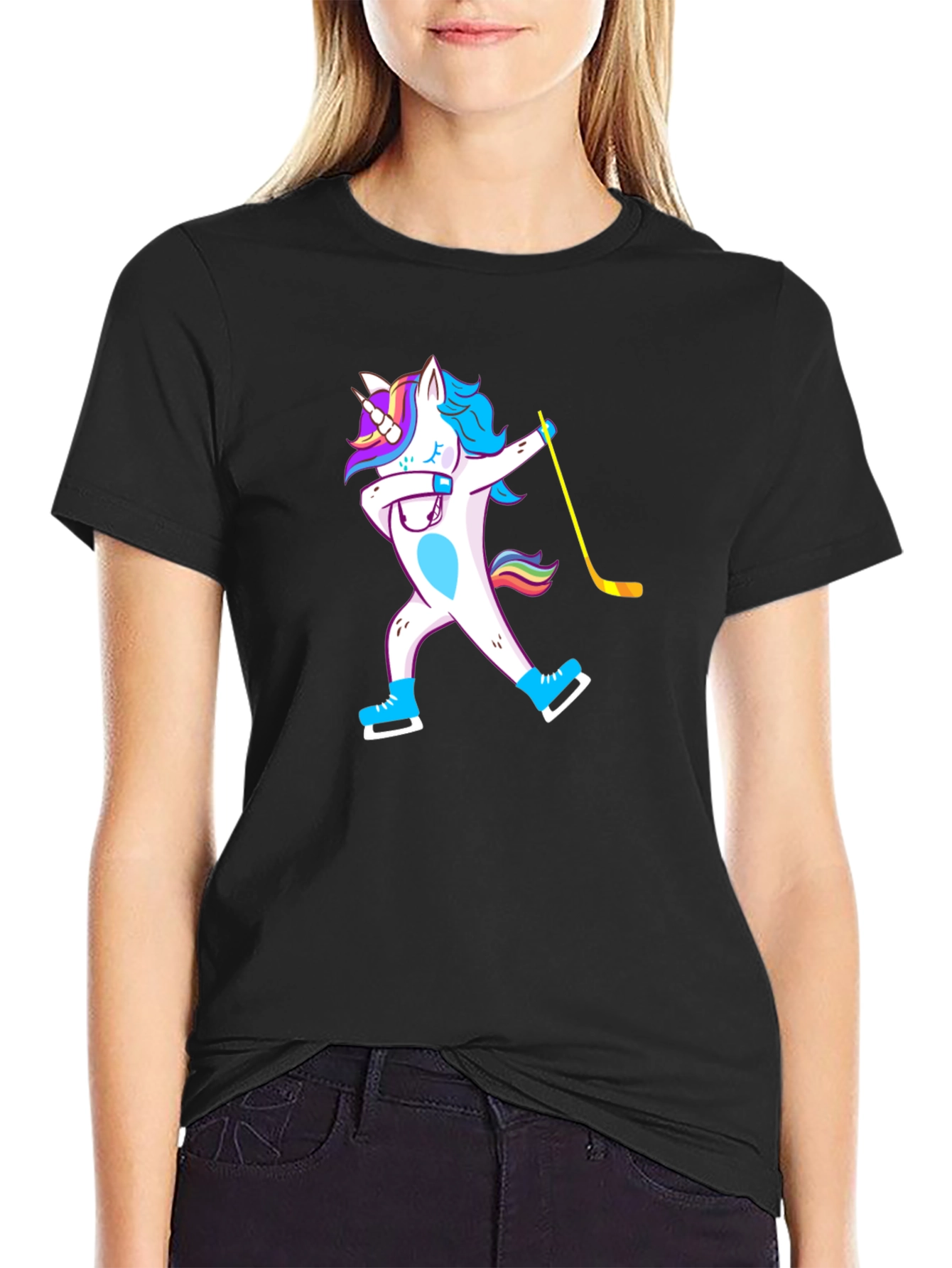 Unicorn Dab Hockey T-Shirt - Black