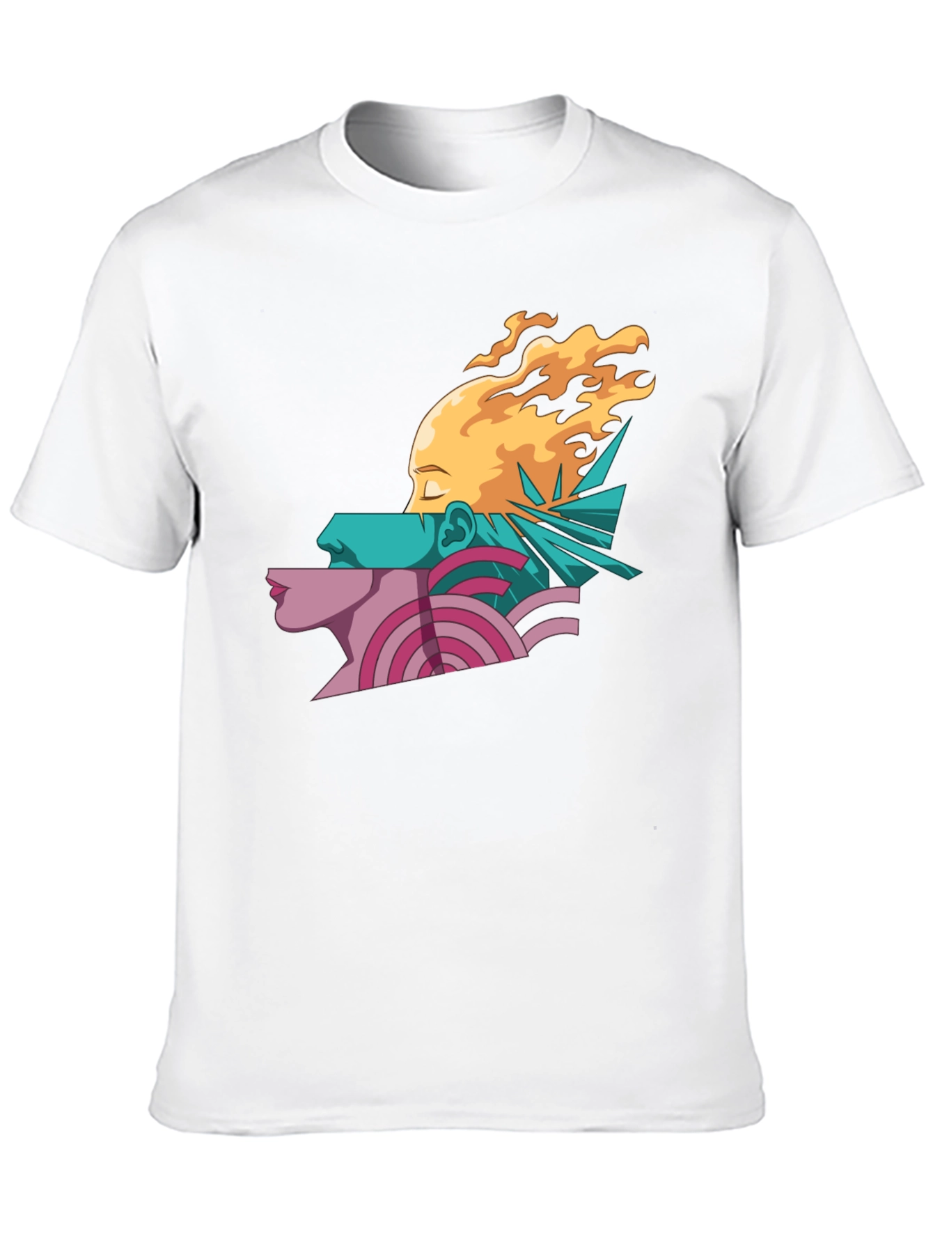 Abstract Face Graphic Print Mens Black T-Shirt