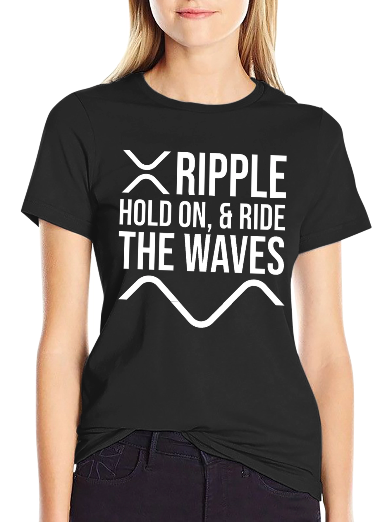 Ripple Hold On & Ride the Waves Black T-Shirt