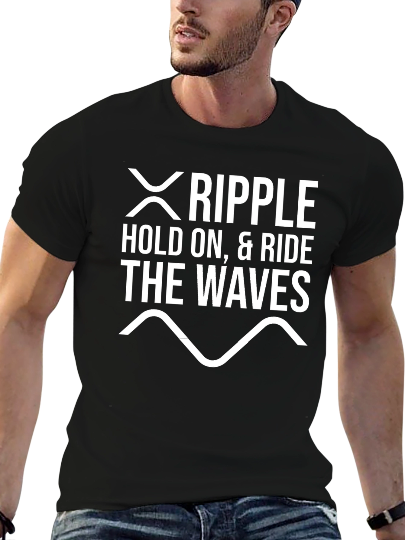 Ripple Hold On & Ride the Waves Black T-Shirt